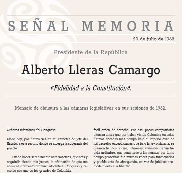 Fidelidad a la Constitución: Mensaje de clausura a las cámaras legislativas en sus sesiones de 1962