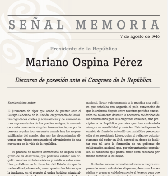 Discurso de posesión ante el Congreso de la República