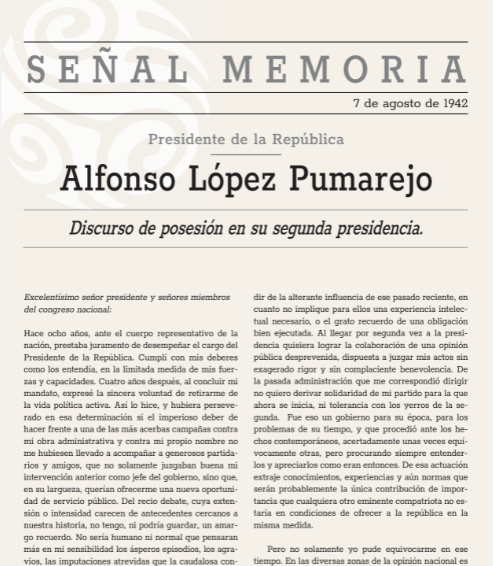 Discurso de posesión en su segunda presidencia