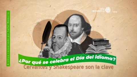 Retrato de Miguel de Cervantes y William Shakespeare en conmemoración del día del idioma