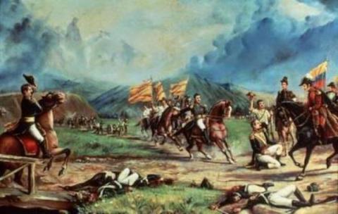 La rendición del general español José María Barreiro durante la batalla de Boyacá, el 7 de agosto de 1819 . Obra de J. N. Cañarete (Museo Nacional) Batalla de Boyacá 2