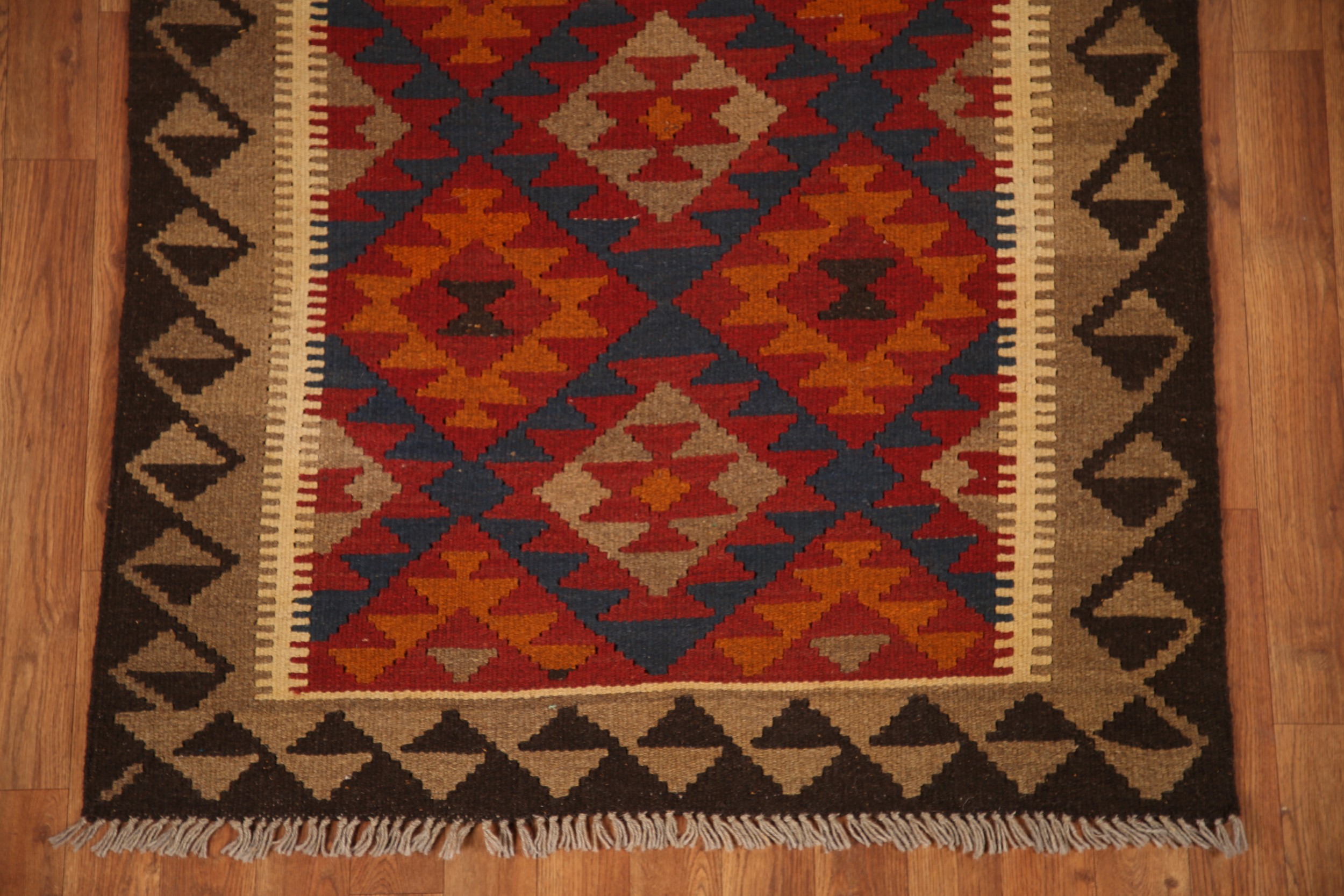 Tapis Kilim En Laine 3x5 – Réversible, Motif Géométrique, Tissé Main