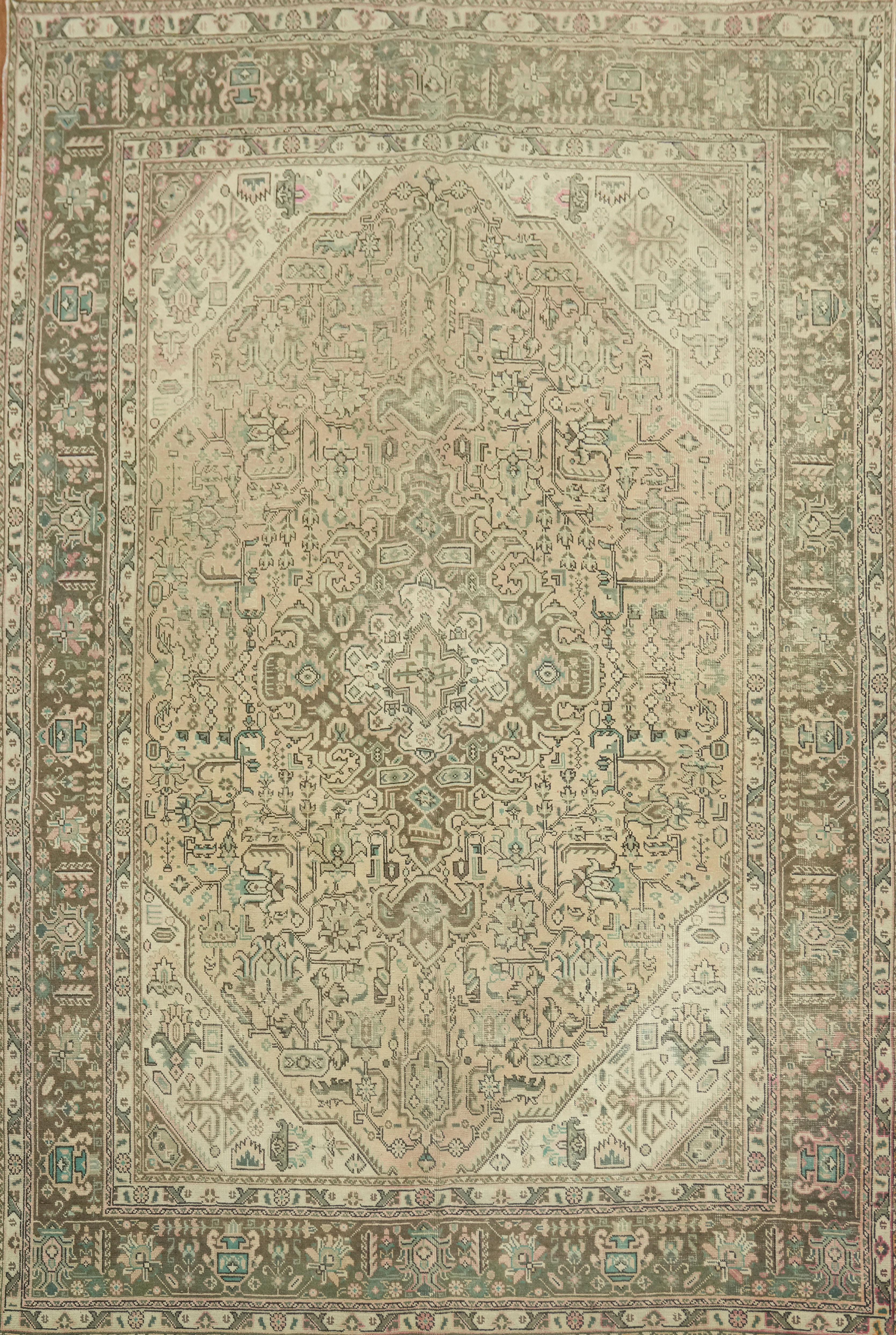 Traditional Peach Color Distressed Rug 6×10 Ft Handmade Geometric Wool Carpet