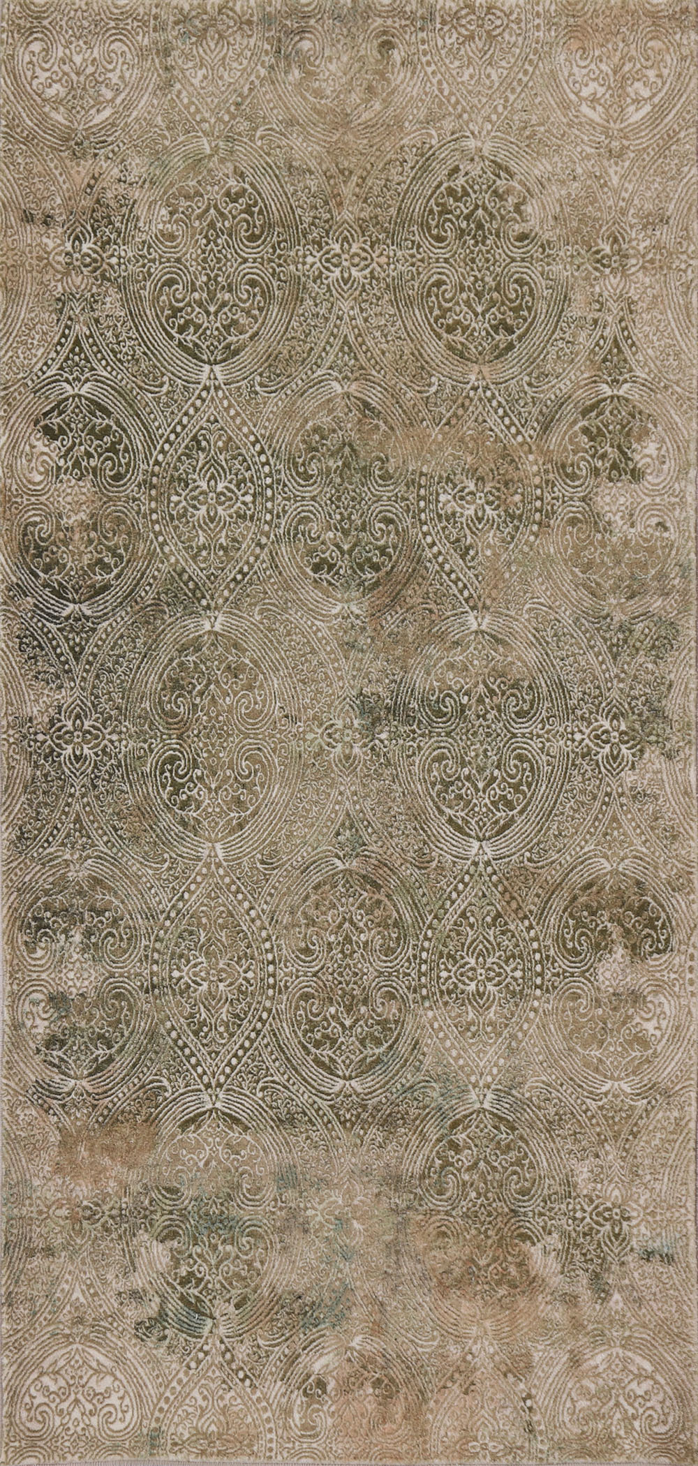 Contemporary Green/ Brown Machine-Made Printed Rugs Oriental Modern Carpet
