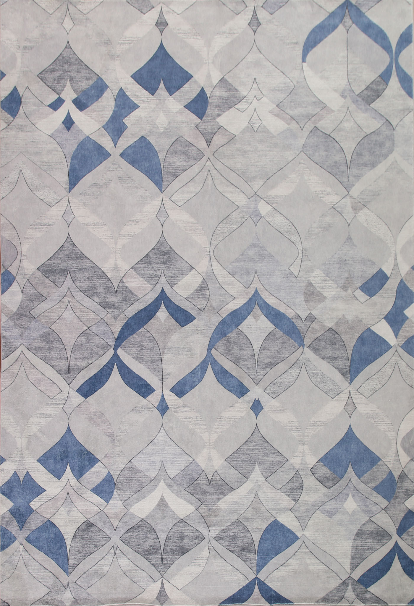 Machine Made Printed Oriental Carpet Contemporary Beige & Blue Rugs