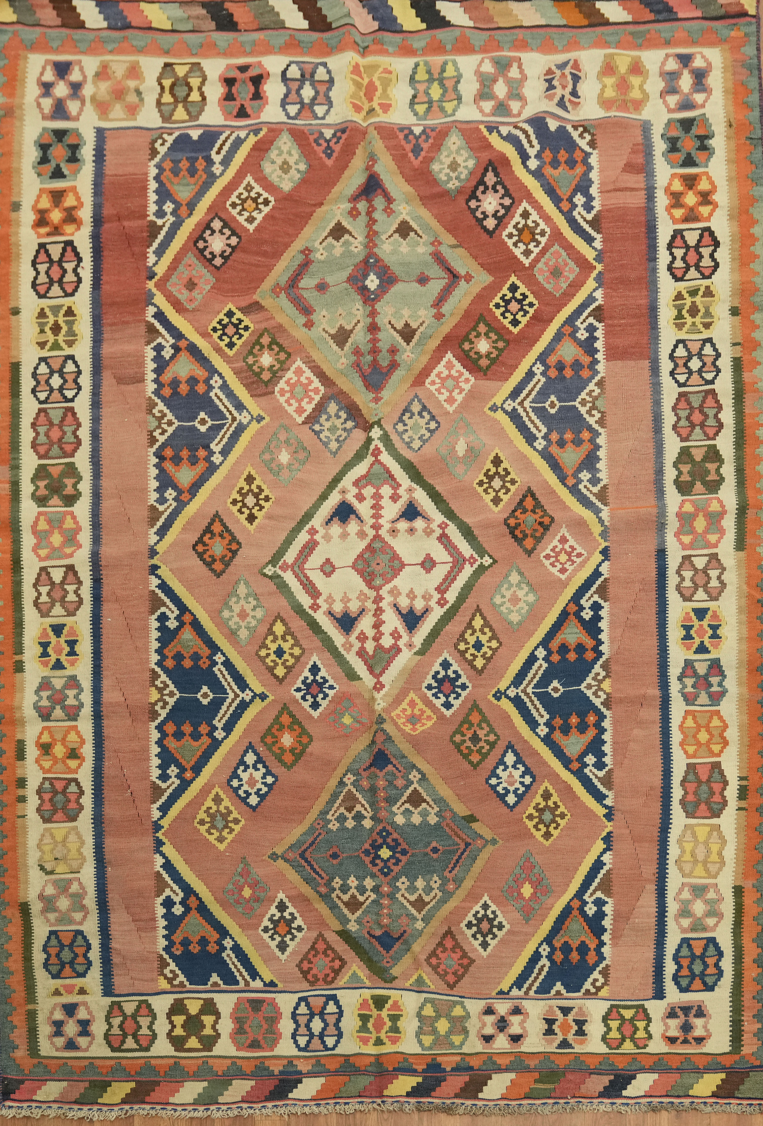 Southwestern Kilim Area Rug 5×8 Ft Hand-Woven Vegetable Dye Wool Oriental Carpet