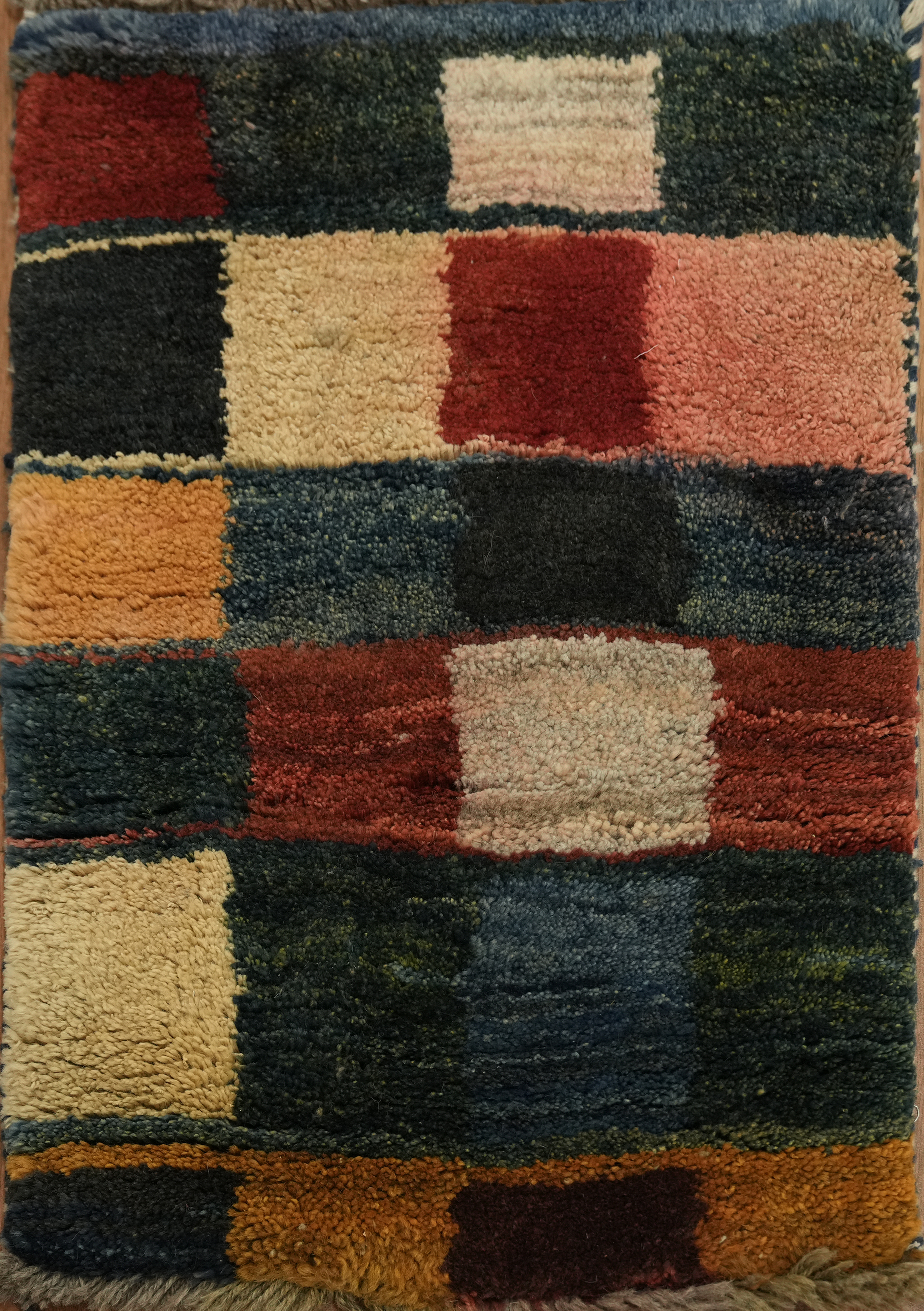 Bold Multi-Color Modern Foyer Rug 1×2 Ft Handmade Tribal Oriental Wool Carpet