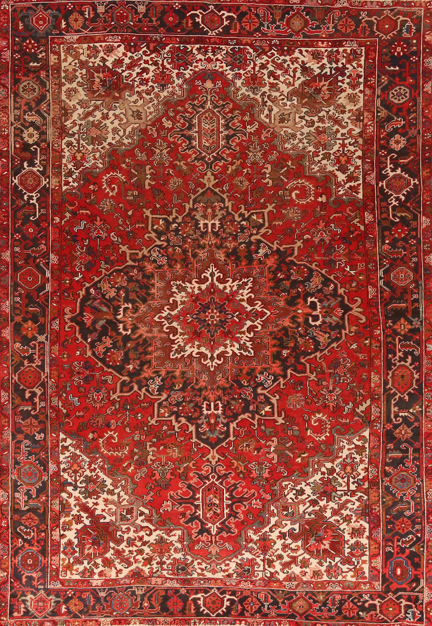 Vintage Red Medallion Heriiz Traditional Hand-made Dining Room