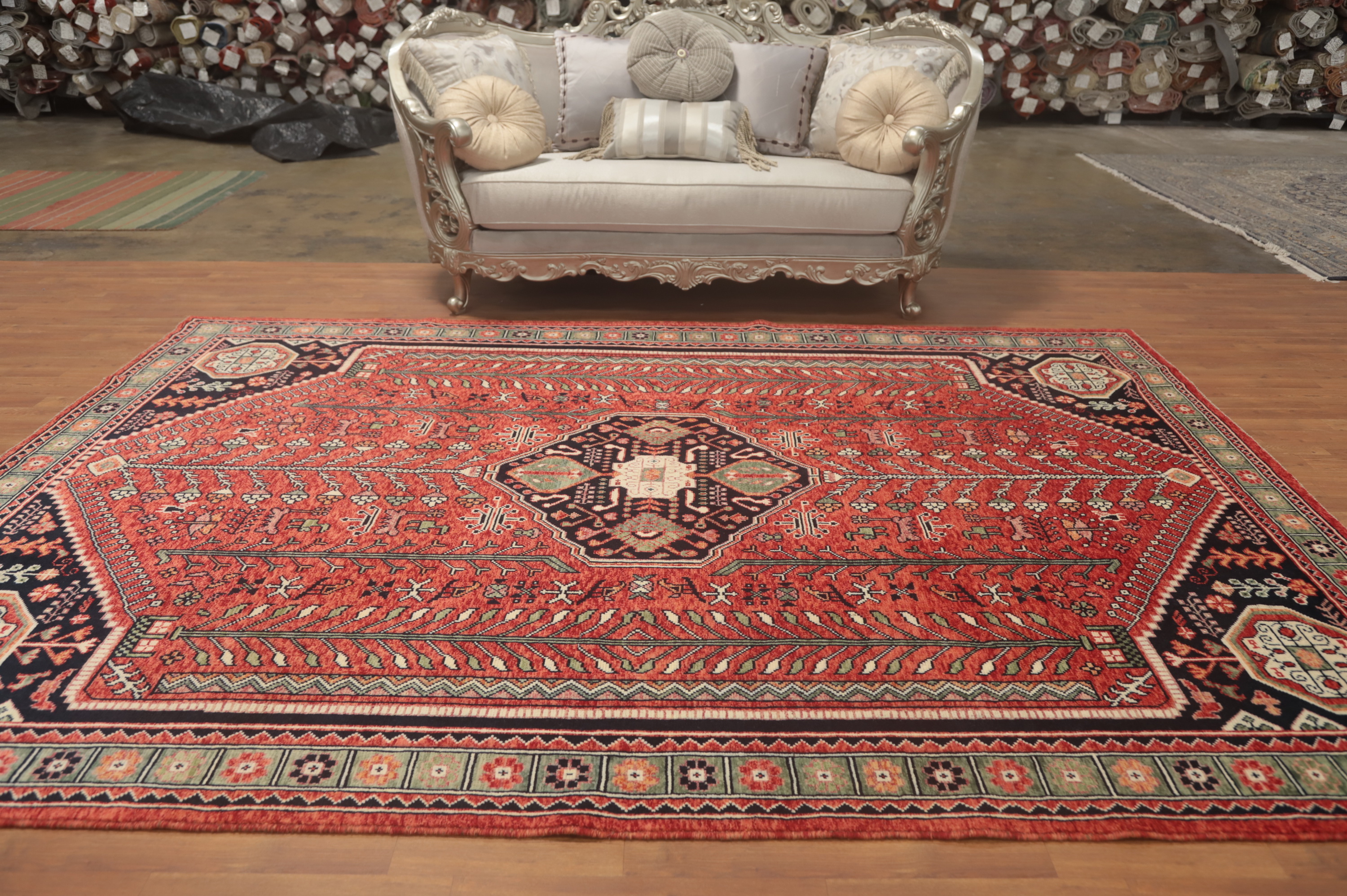 Handmade Tribal Afghan Rug 8x11 Ft Vegetable Dye Red Oriental