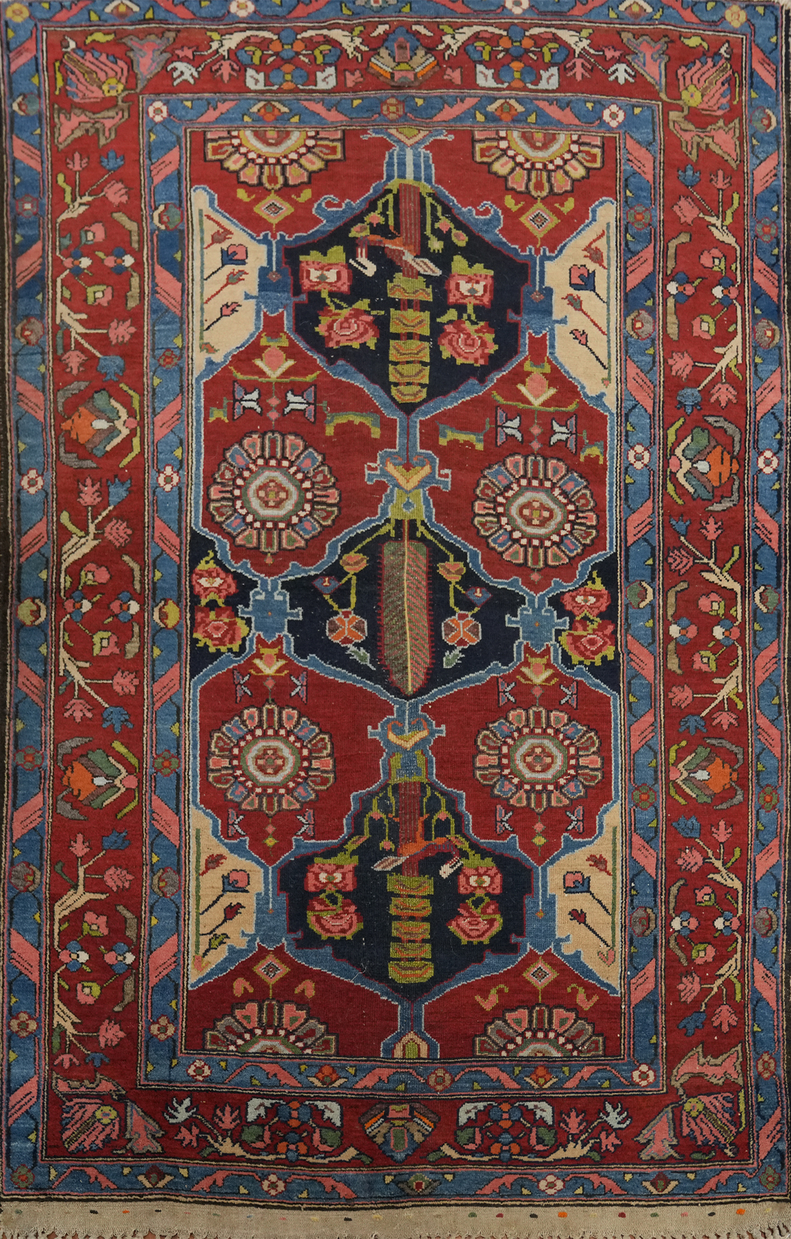 Vegetable Dye Rust Wool Hand-made Antique Rug 5x7 Tribal