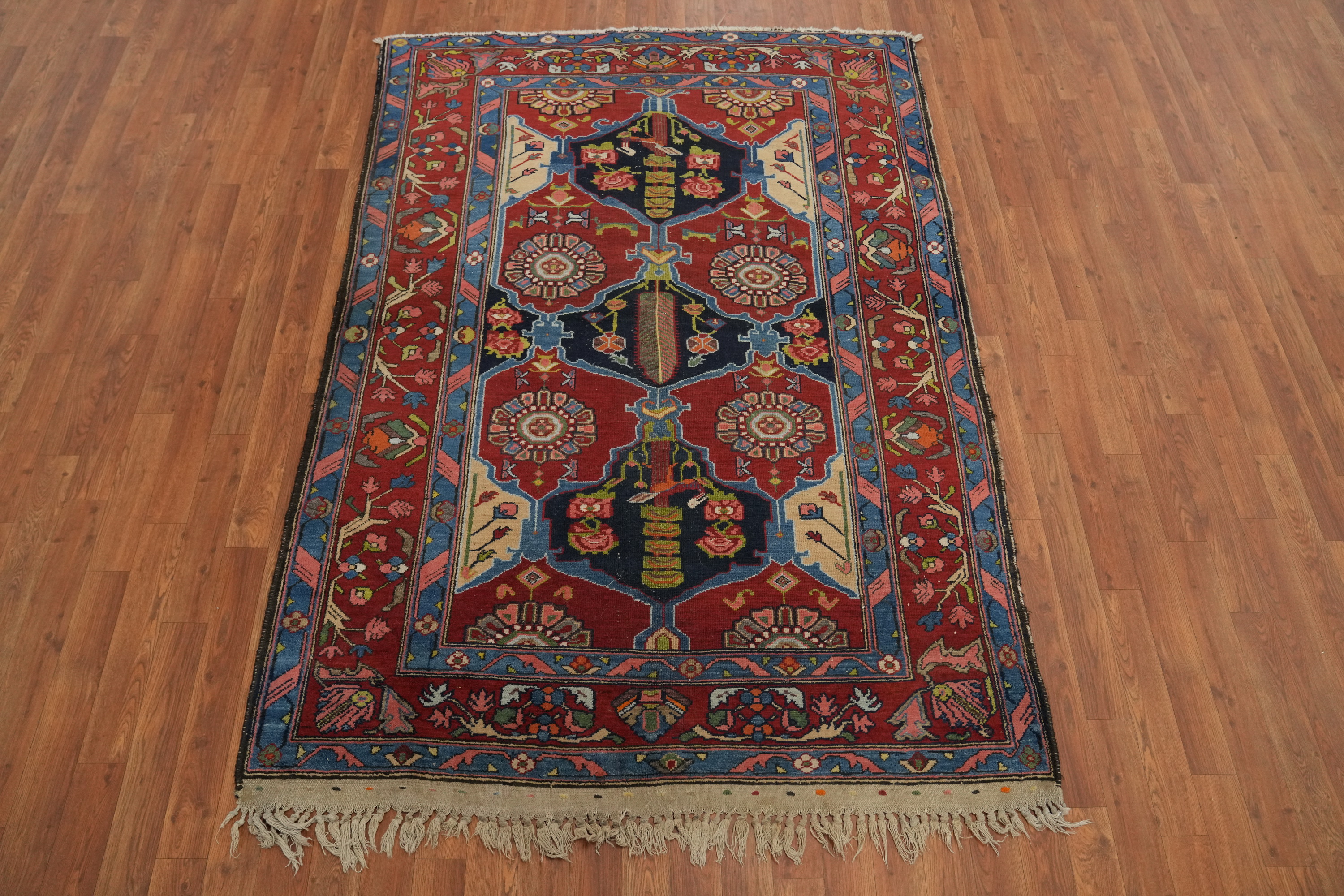 Vegetable Dye Rust Wool Hand-made Antique Rug 5x7 Tribal