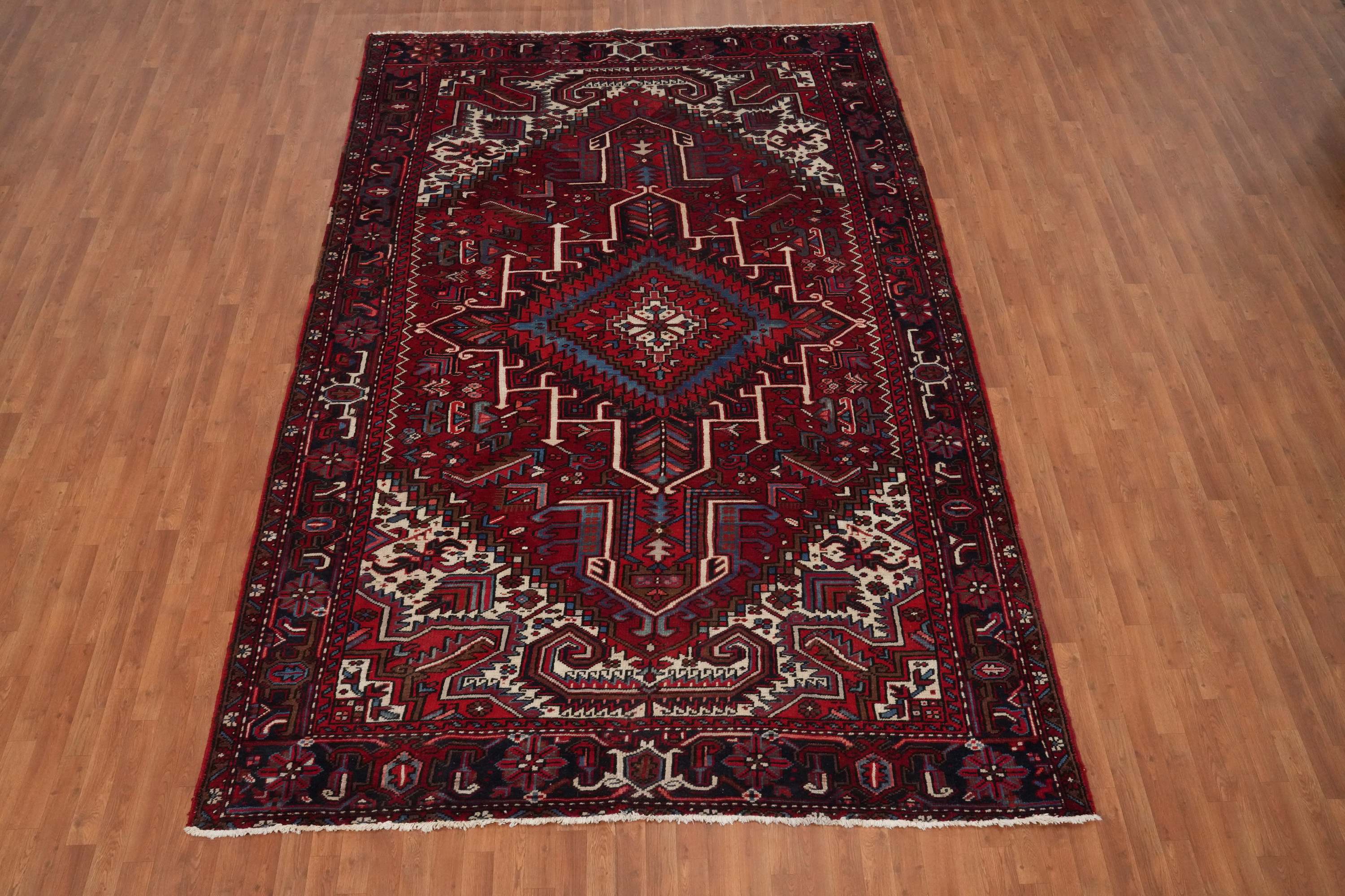 Red Traditional Wool Vegetable Dye Area Rug 8x12 ft Hand-knotted