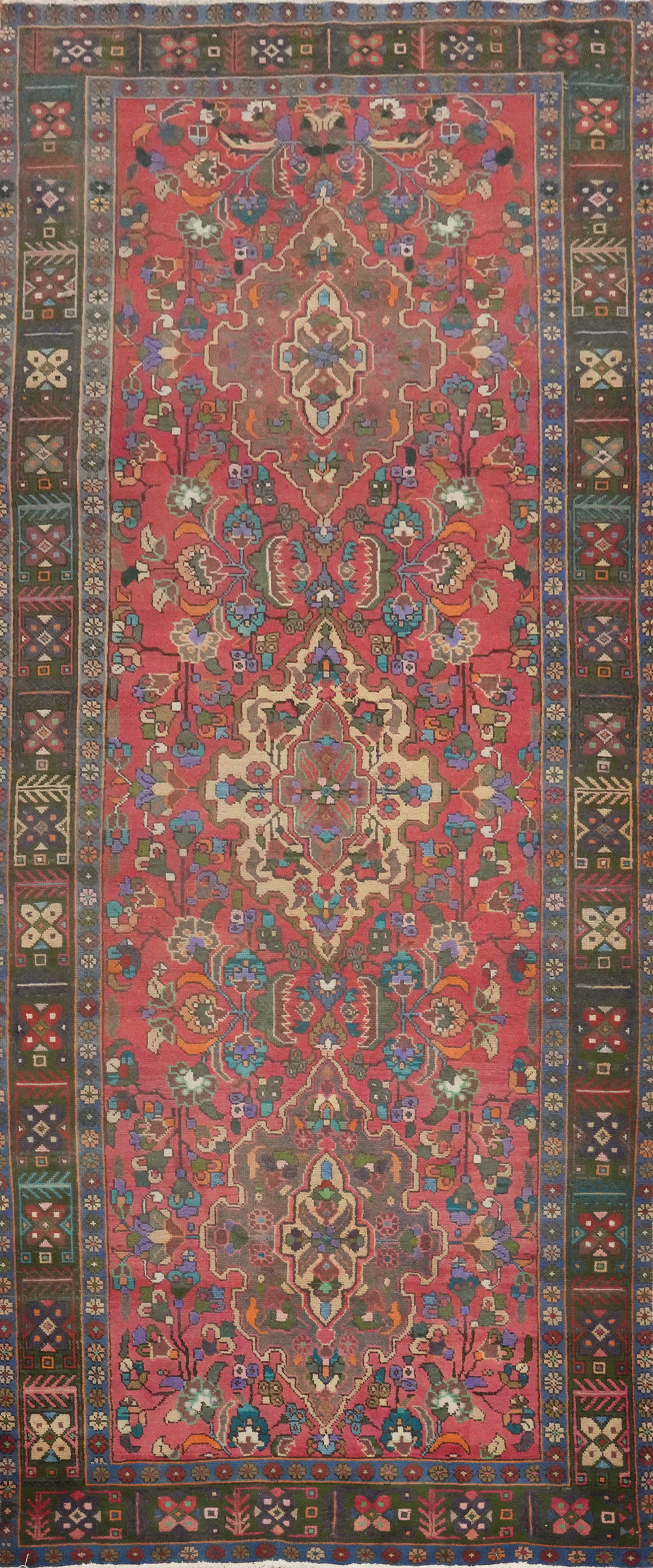 Handmade Pink Wool Wide Runner Area Rug 5×12 Vintage Traditional Carpet