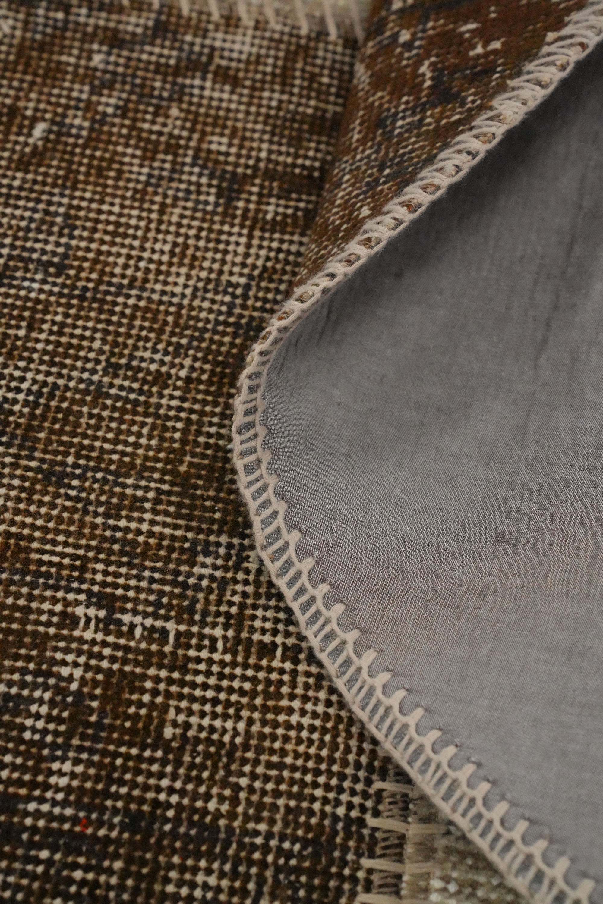 Contemporary Living Room Area Rug Round Modern Patchwork Turkish Wool Carpet 5x5 - Picture 4 of 6