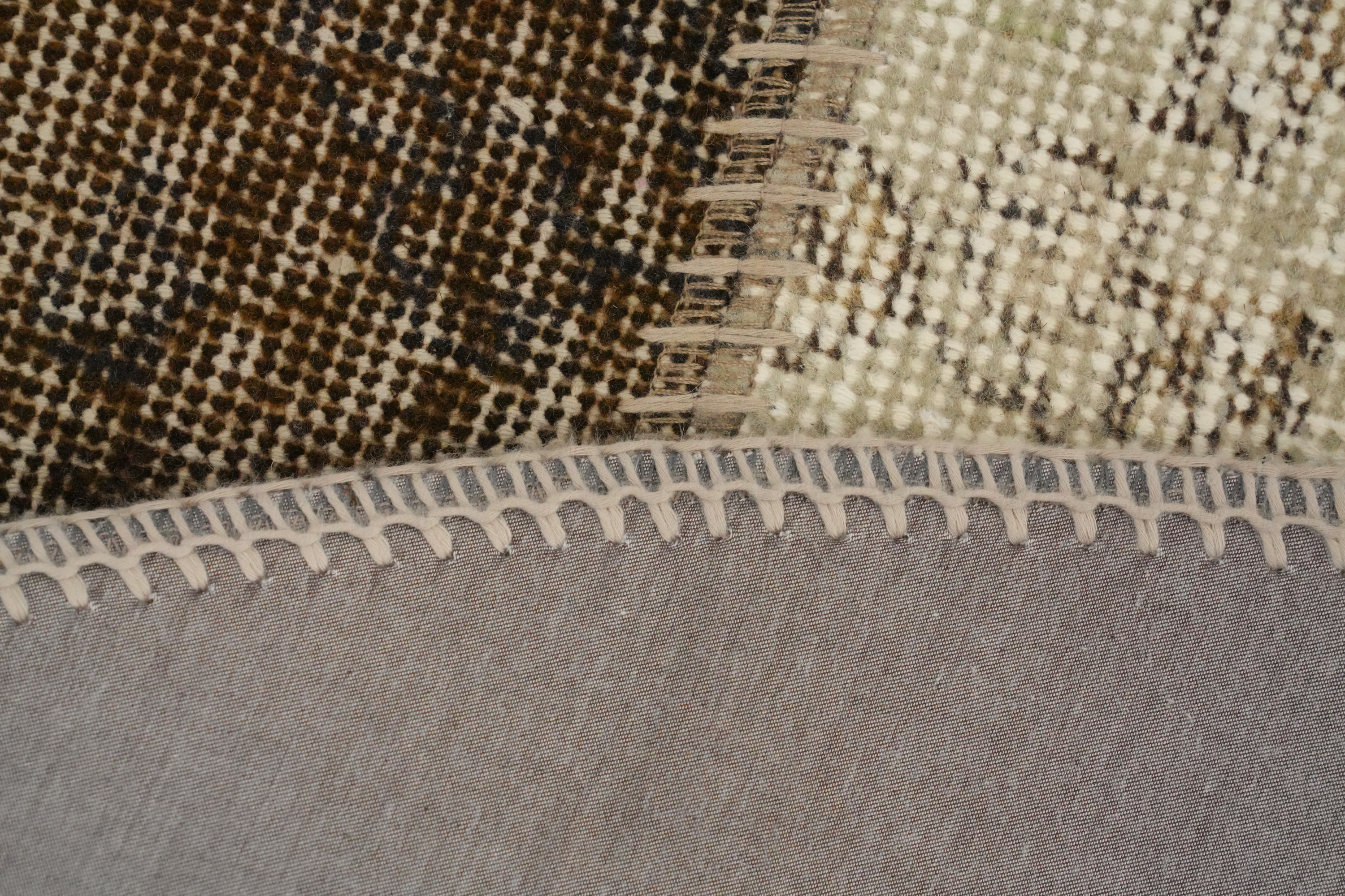 Contemporary Living Room Area Rug Round Modern Patchwork Turkish Wool Carpet 5x5 - Picture 5 of 6
