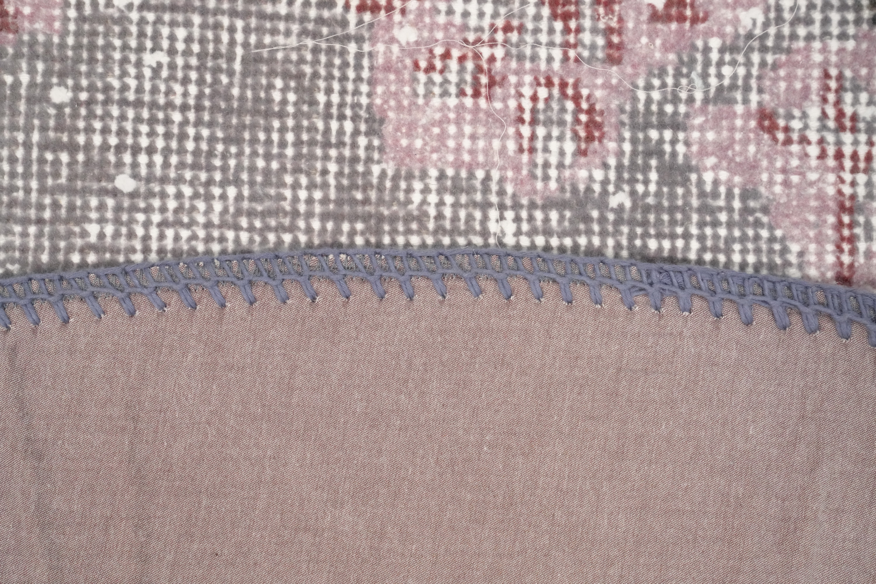 Chic Patchwork Round Area Rug 5x5 in Subtle Color Palette Handmade Turkish Rug - Picture 5 of 6