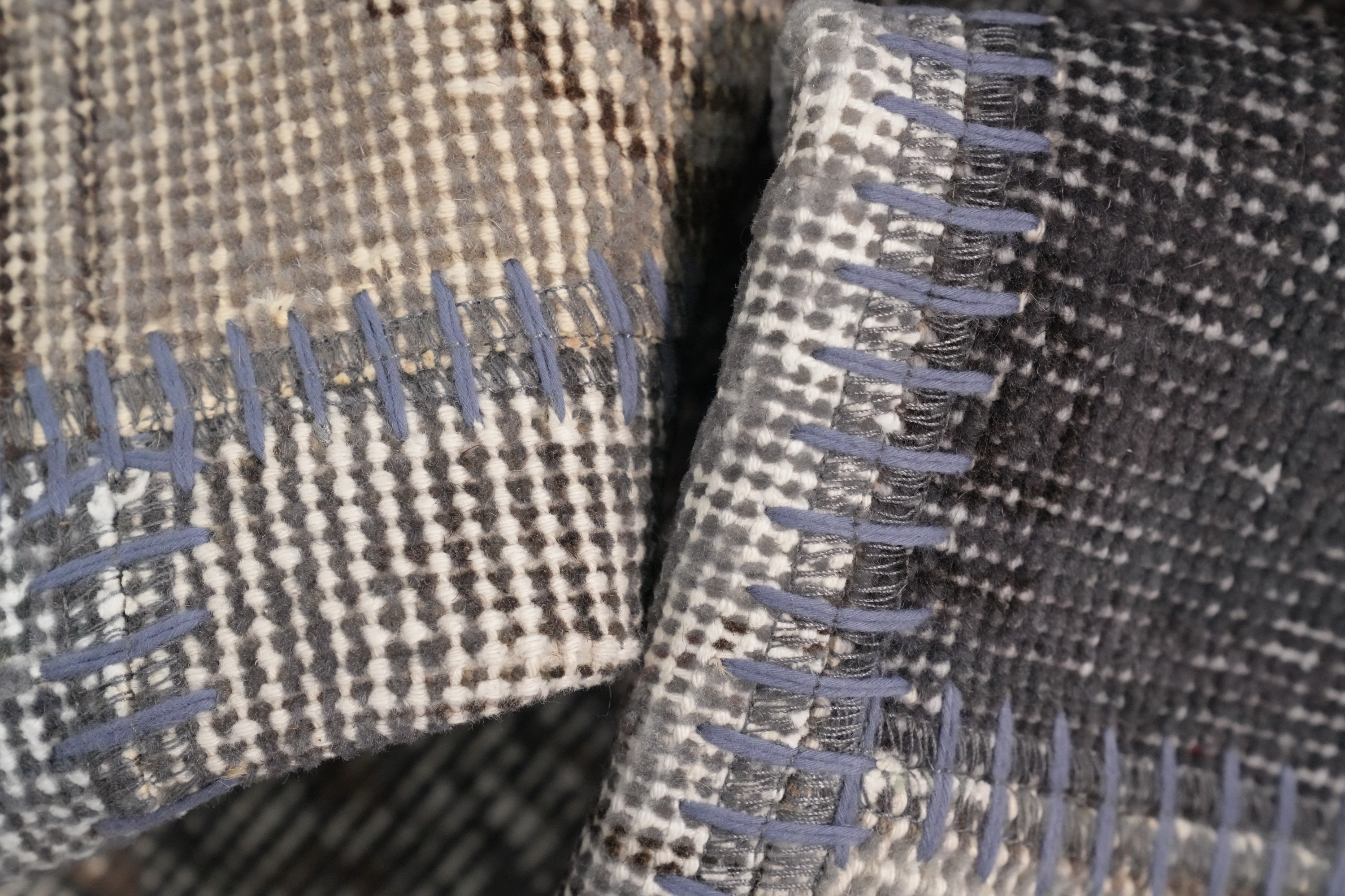 Chic Patchwork Round Area Rug 5x5 in Subtle Color Palette Handmade Turkish Rug - Picture 6 of 6