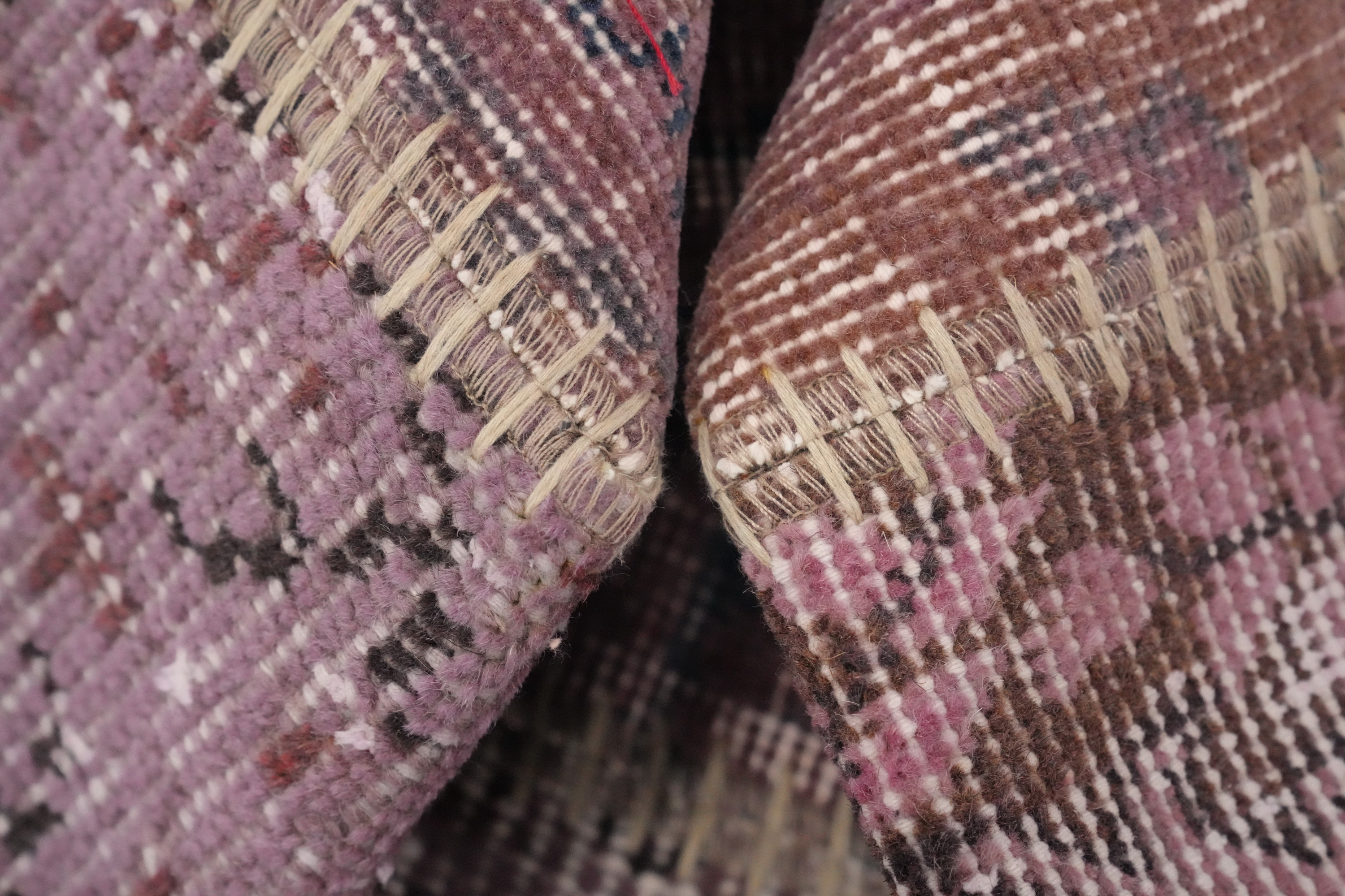 Patchwork Round Rug 5x5 Handmade Modern Style in Lavender and Pink Hues - Picture 5 of 5