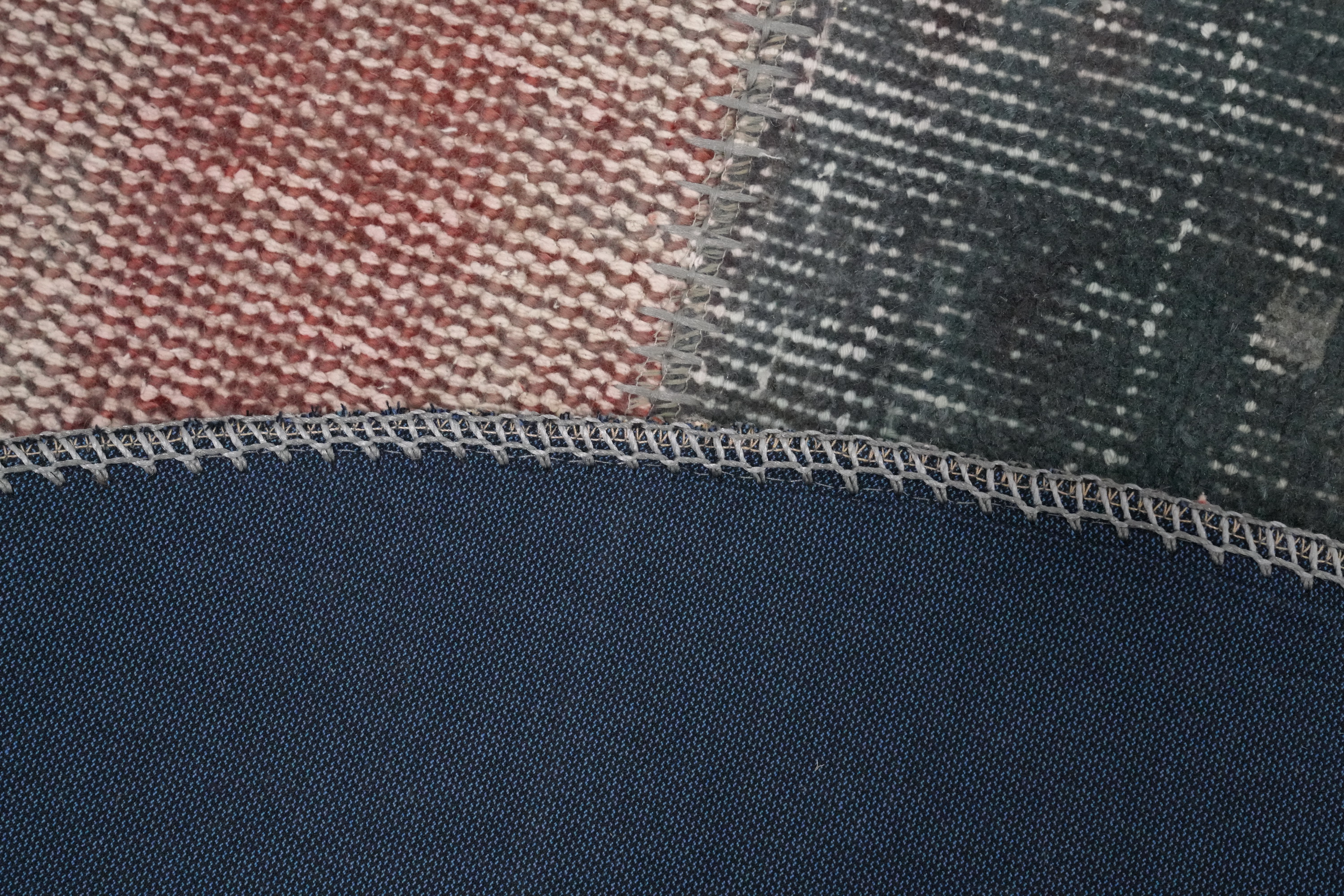 Patchwork Handmade Round Area Rug 5x5 Distressed Modern Turkish Wool Carpet - Picture 5 of 6