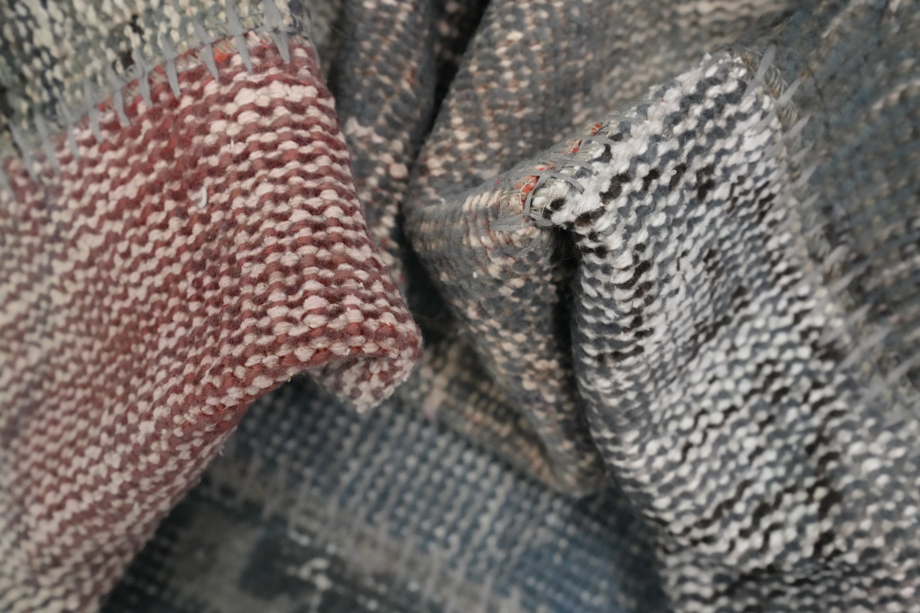 Patchwork Handmade Round Area Rug 5x5 Distressed Modern Turkish Wool Carpet - Picture 6 of 6