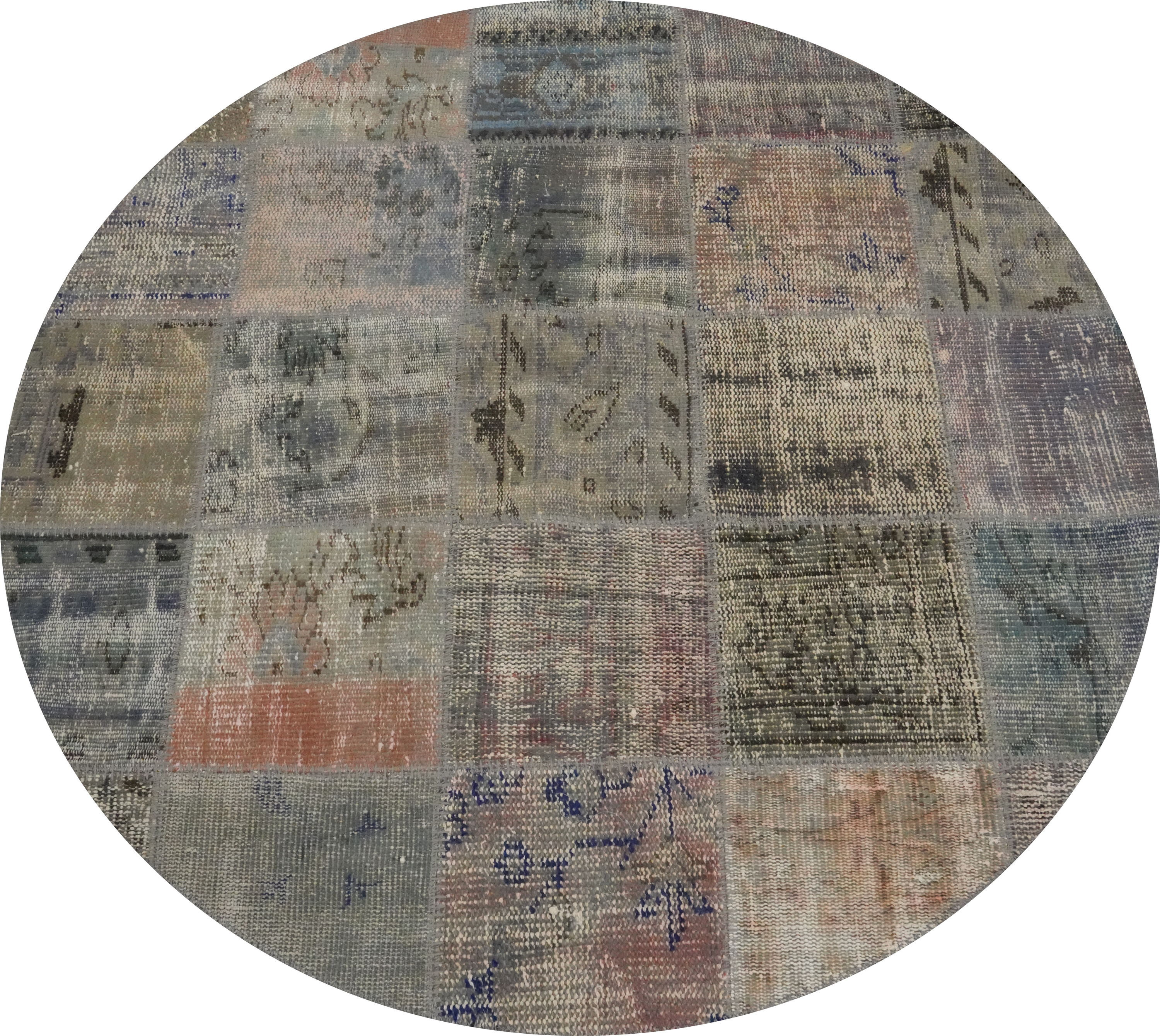 Bohemian Patchwork Round Area Rug 5x5 with Rustic and Cozy Feel Handmade Carpet - Picture 1 of 6