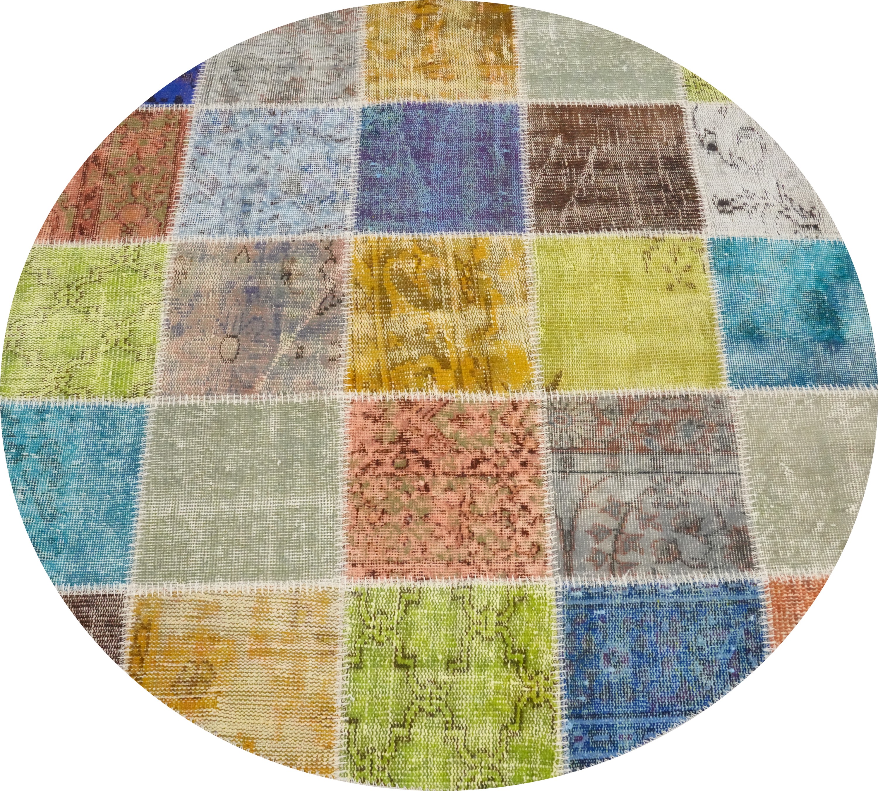 Patchwork Round Rug 5×5 Handmade Bold and Colorful Modern for a Standout Look