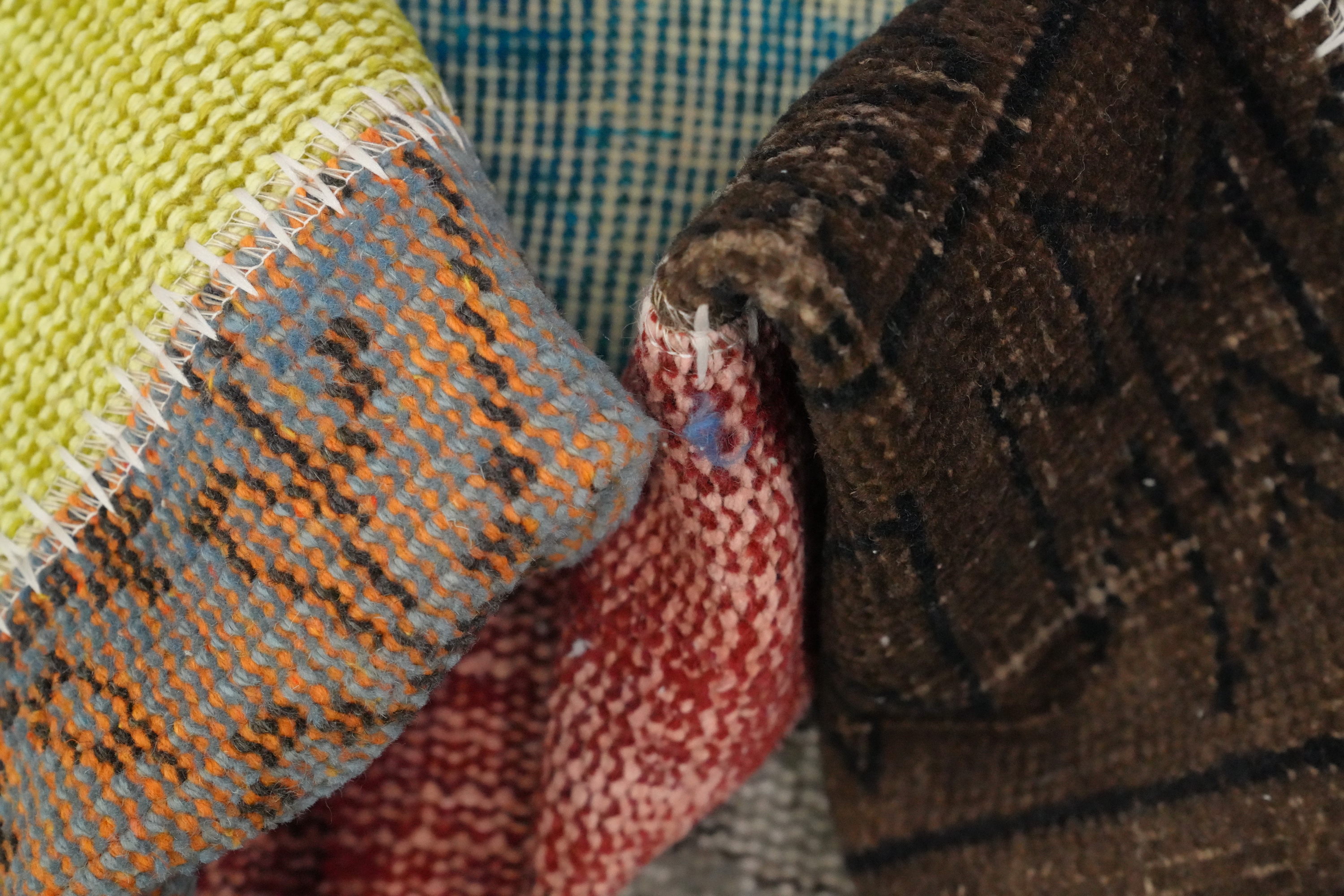 Patchwork Round Area Rug 5x5 Modern Carpet Perfect for Trendy Living Rooms - Picture 6 of 6