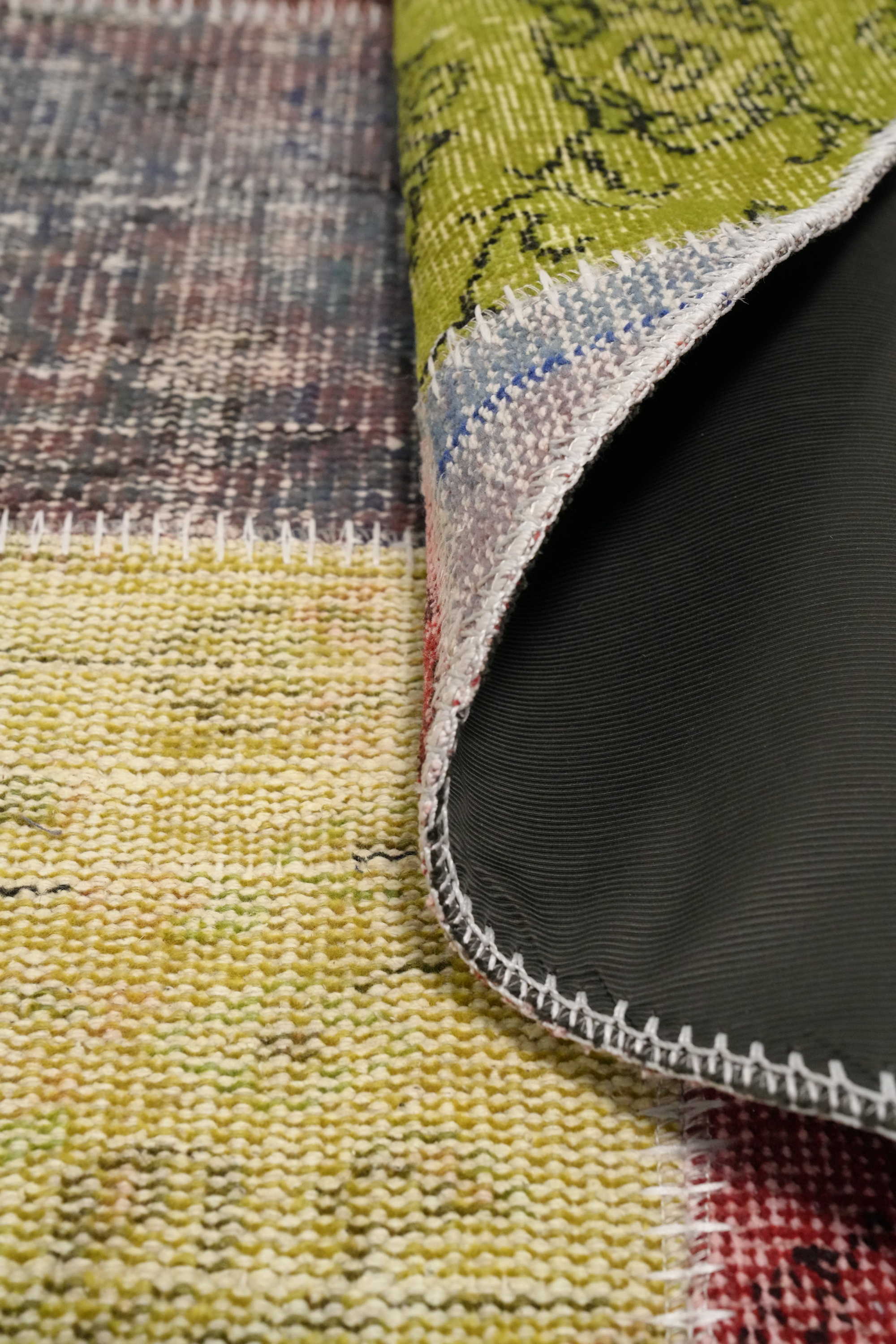 Patchwork Round Area Rug 5x5 Handmade Wool Turkish Modern Style Carpet - Picture 4 of 6