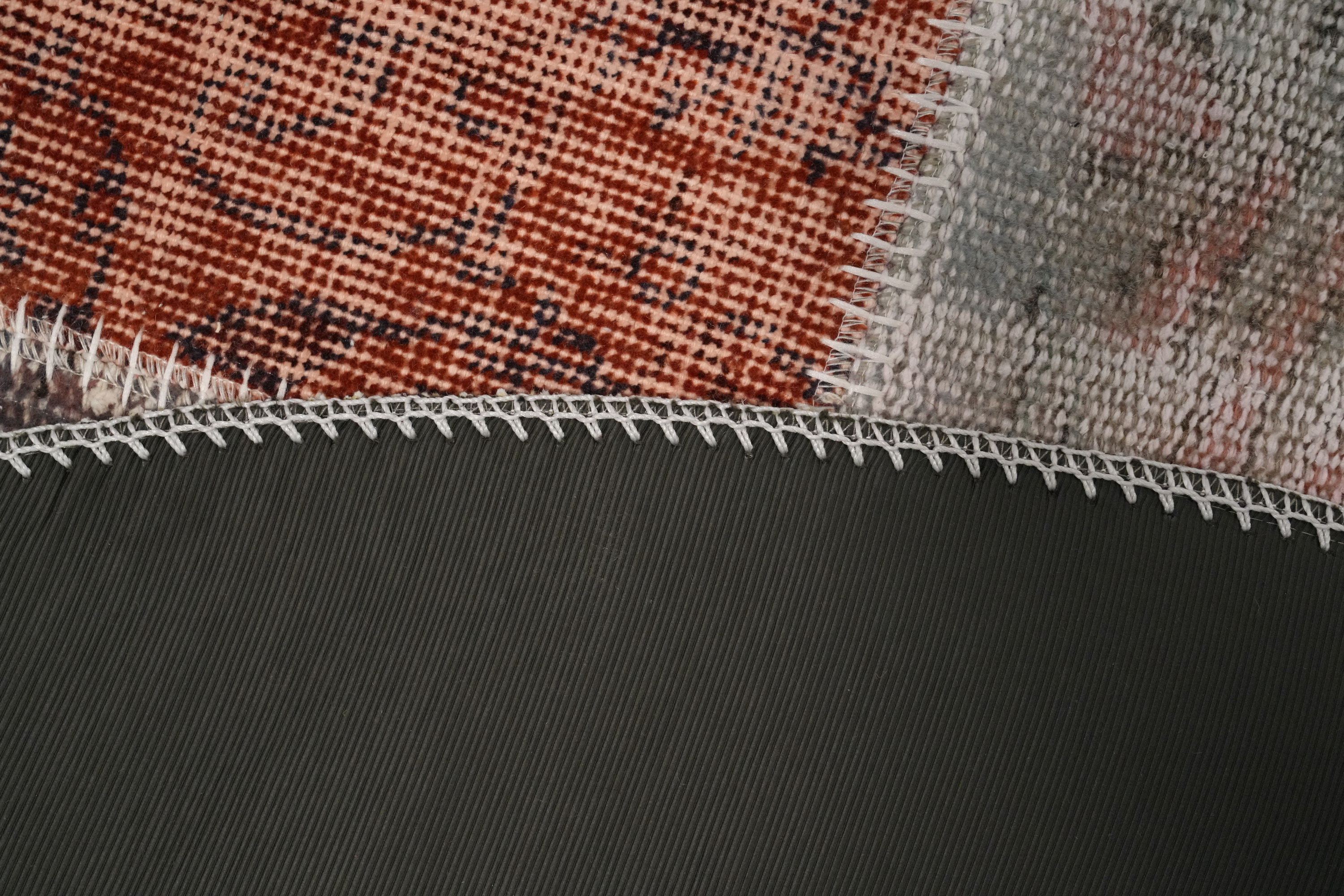 Patchwork Round Area Rug 5x5 Handmade Wool Turkish Modern Style Carpet - Picture 5 of 6