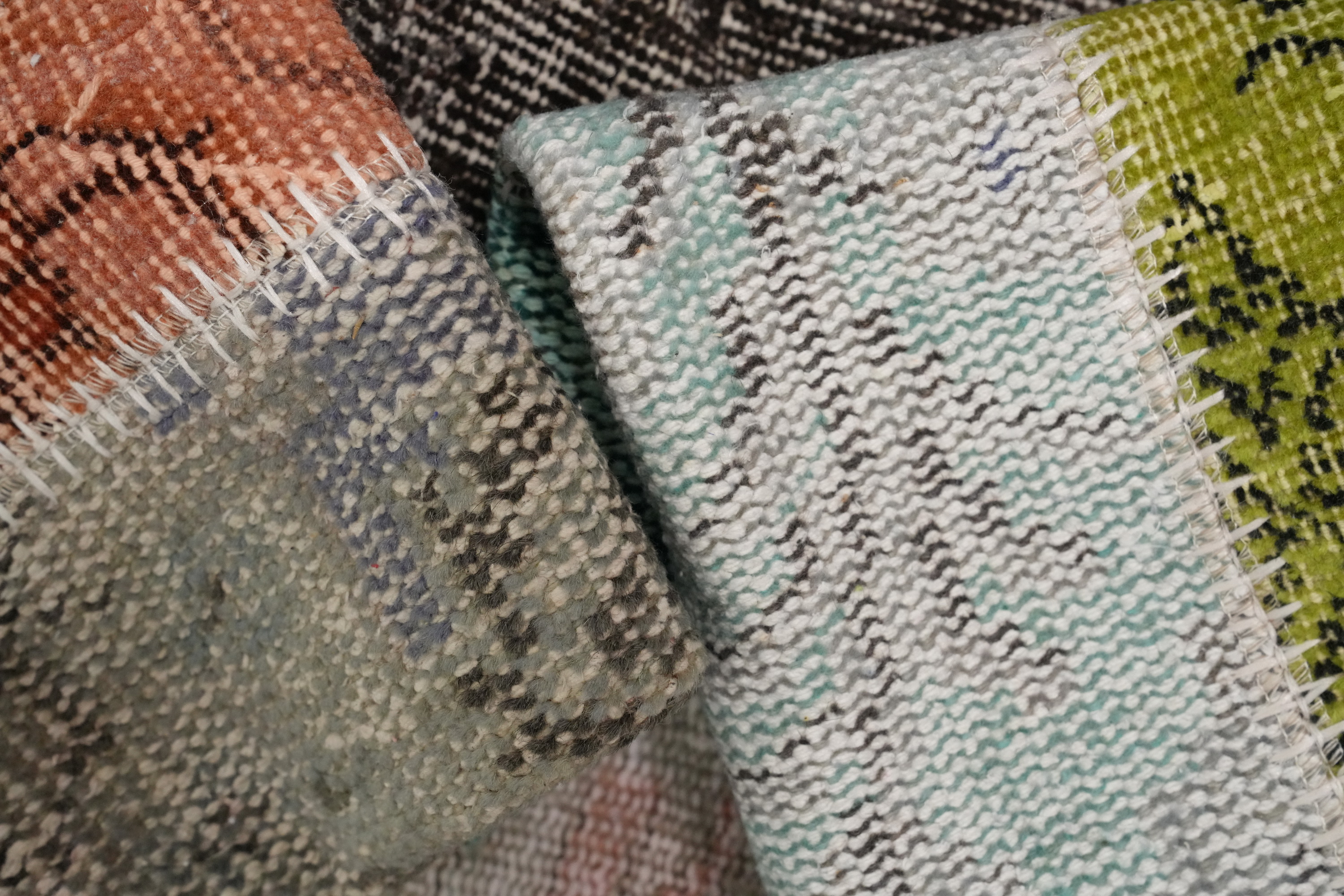 Patchwork Round Area Rug 5x5 Handmade Wool Turkish Modern Style Carpet - Picture 6 of 6