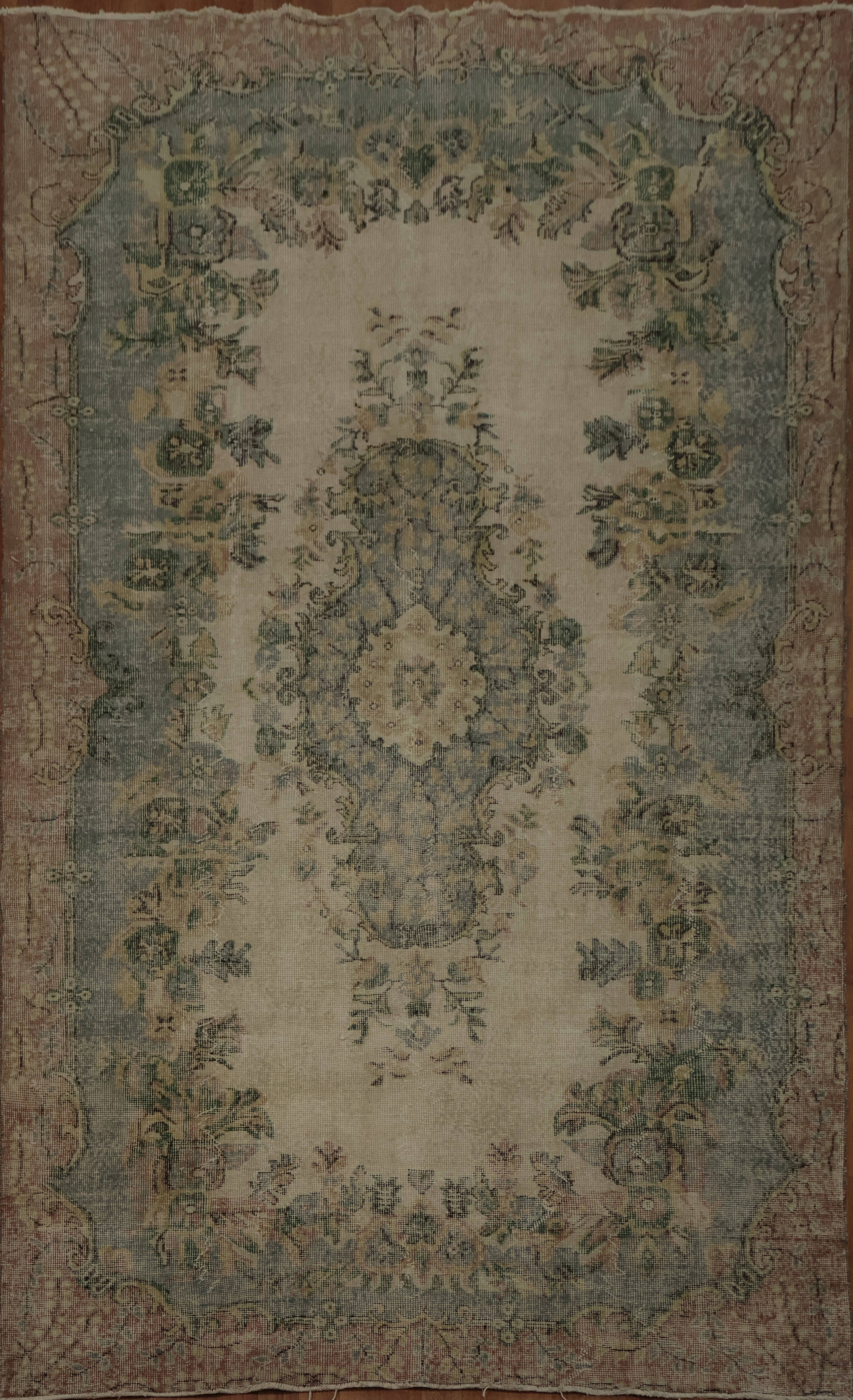 Vintage Distressed Area Rug 6×10 Handmade Wool Turkish Anatolian Oriental Carpet