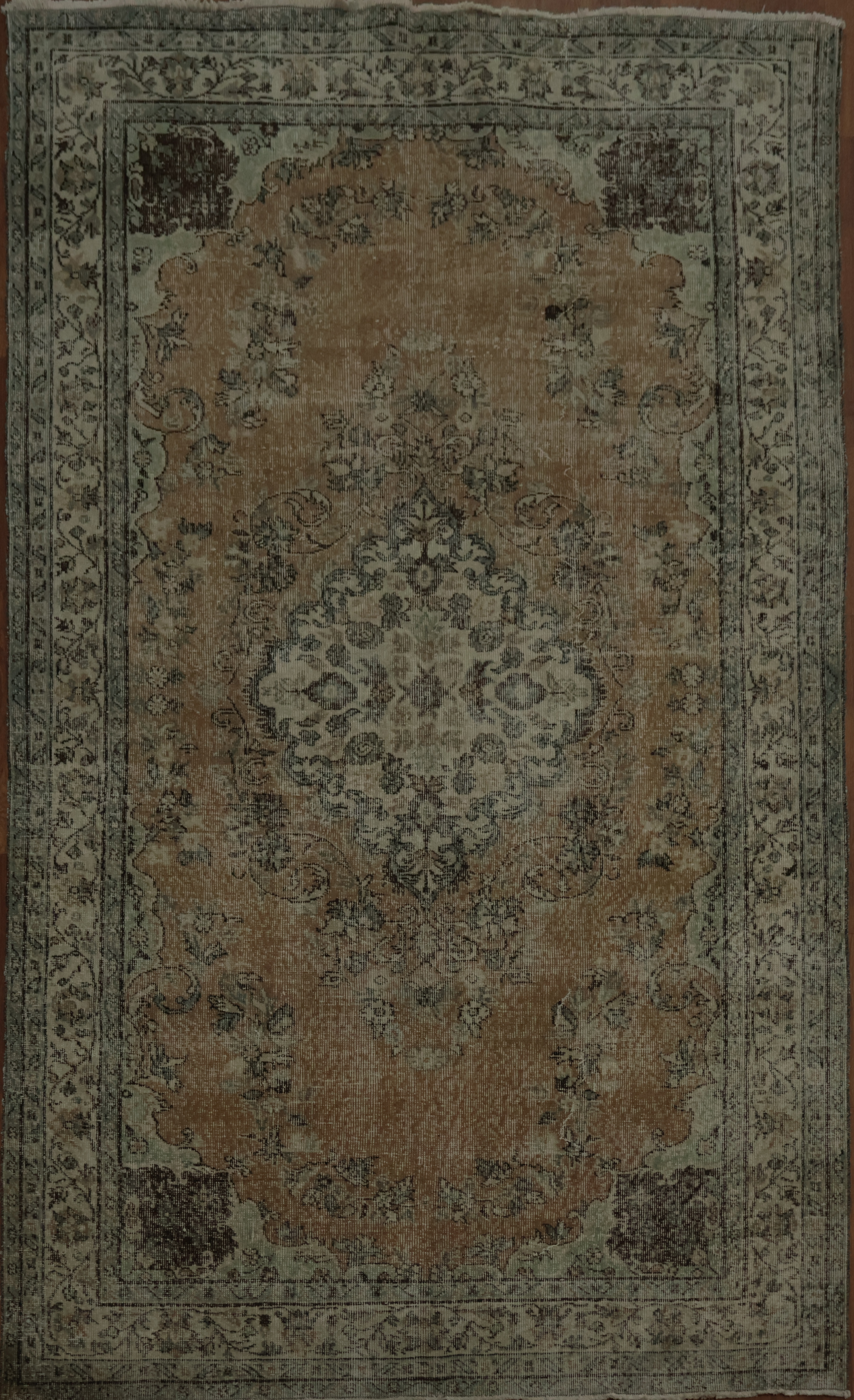 Authentic Distressed Oriental Turkish Rug 6×9 Rust Wool Handmade Anatolian Rug