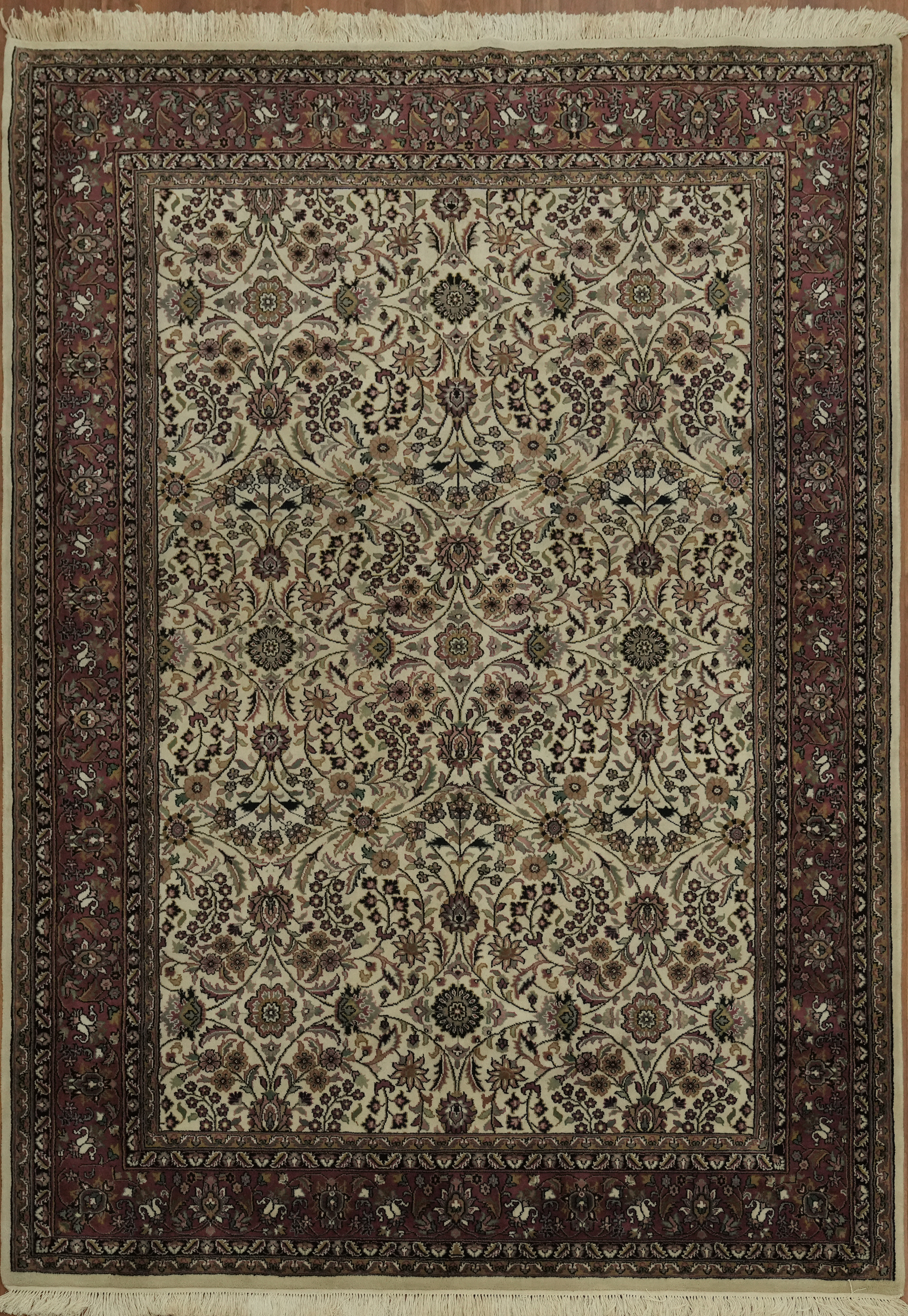 Ivory Living Room Area Rug 6×9 Traditional Agra Oriental Vintage Handmade Carpet
