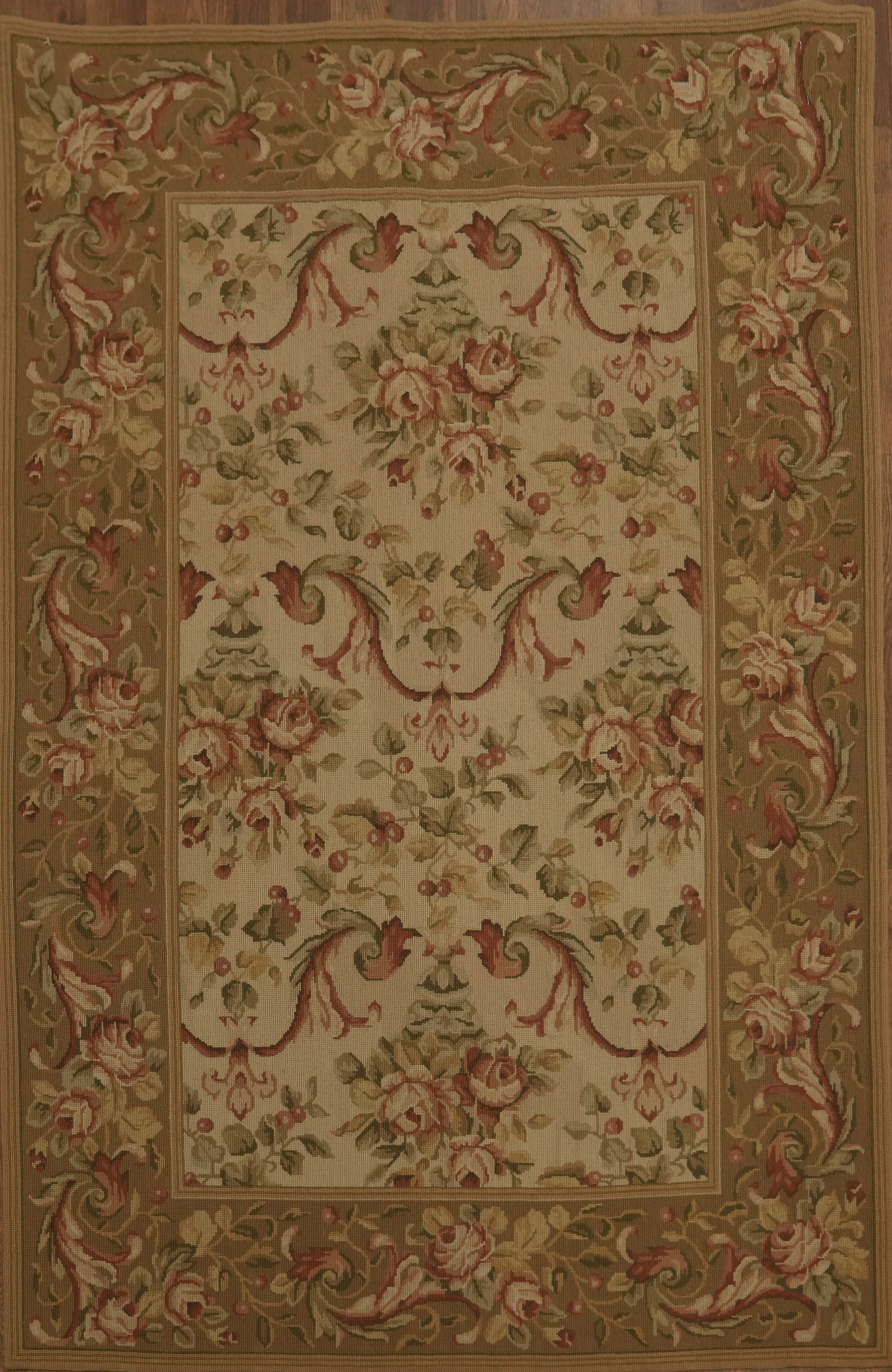 Floral Aubusson Tapestries Chinese Rug 4×6 Needle-Point Hand-made Home Decor Rug