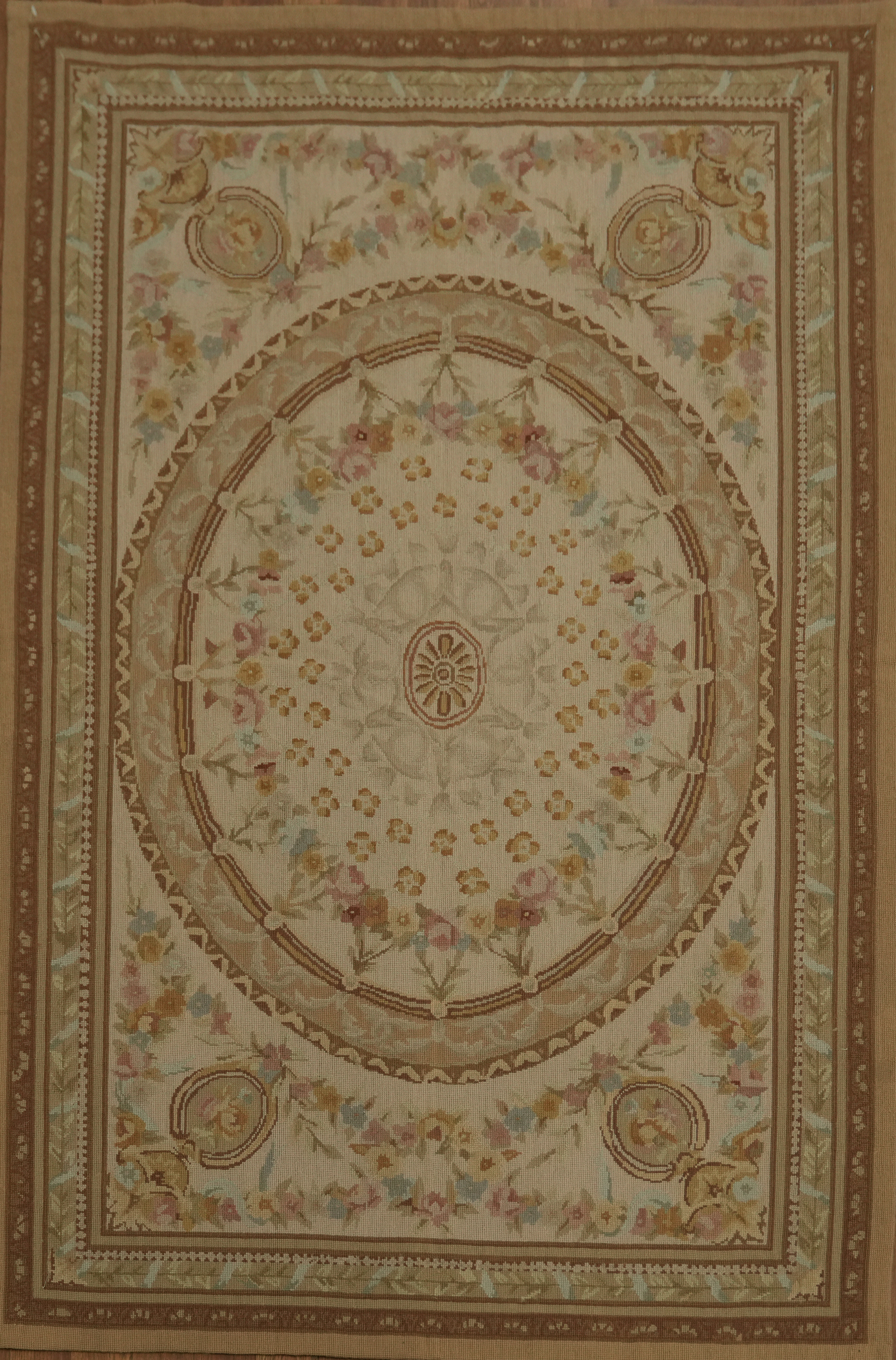 Floral Aubusson Chinese Rug 4×6 Tapestry Needlepoint Oriental Victorian Style