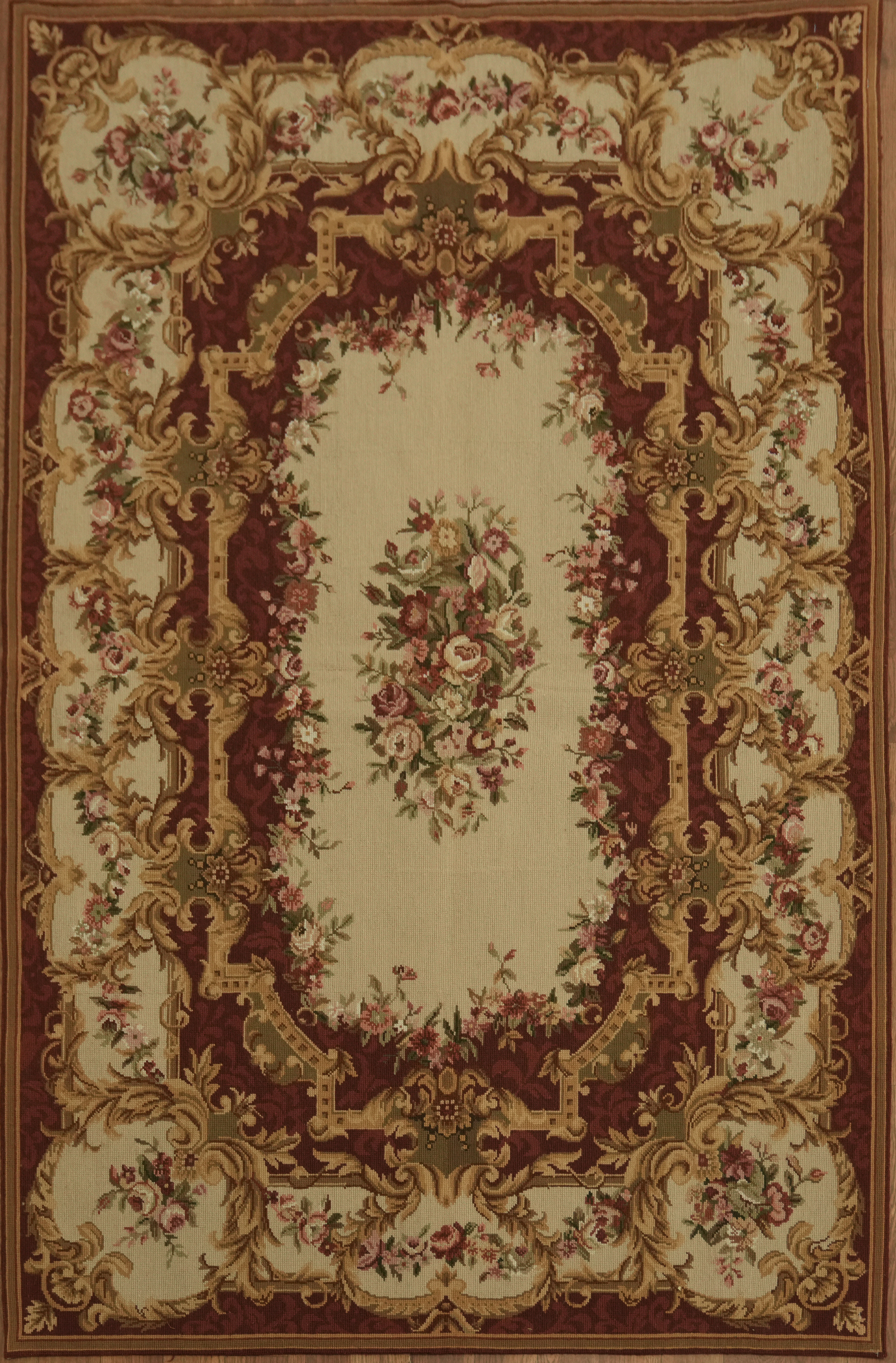Aubusson Tapestries Chinese Rug 4×6 Needle-Point Wool Oriental Victorian Style
