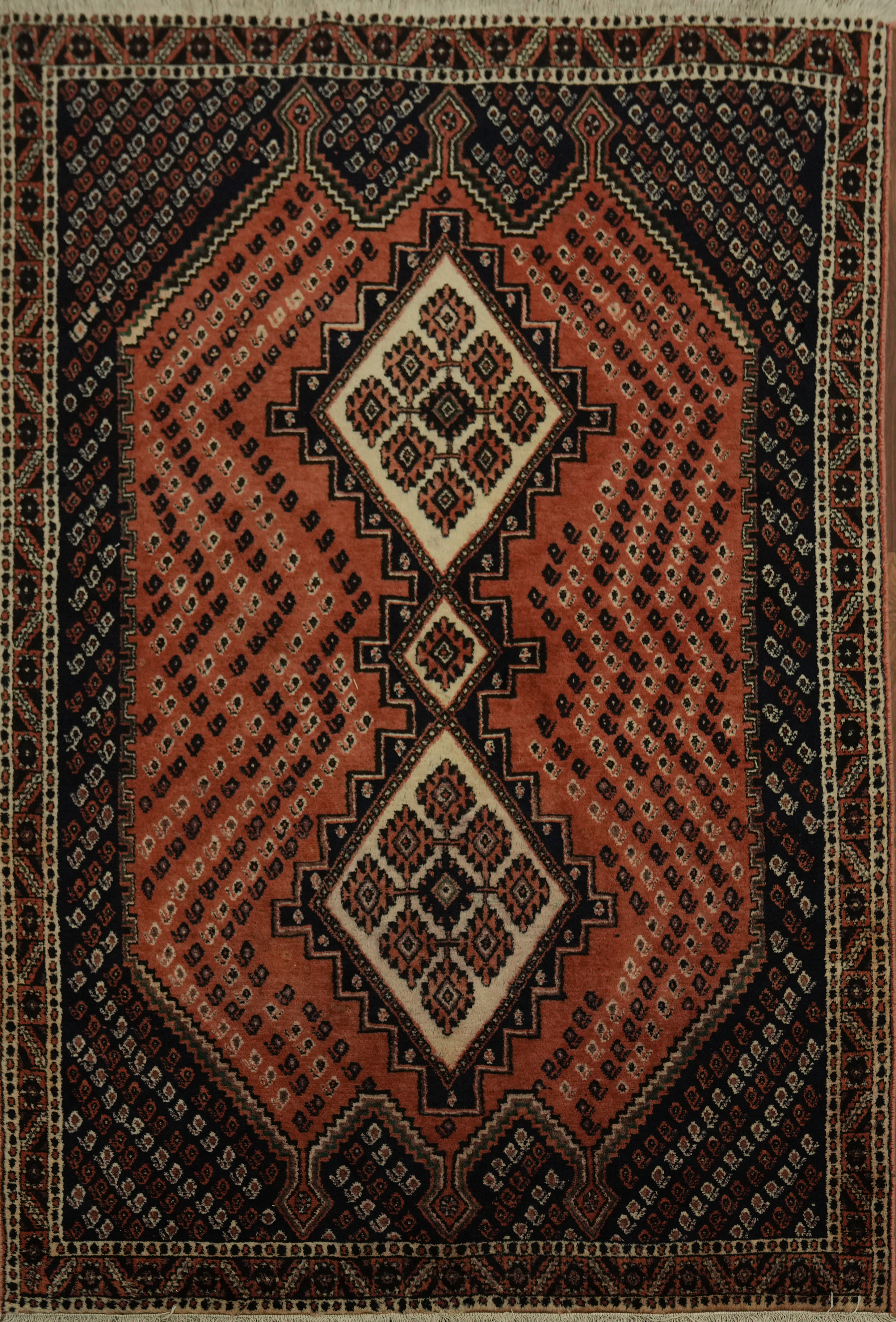 Exquisite Geometric Vegetable Dye Rug 4×6 Wool Hand-knotted Nomadic Carpet