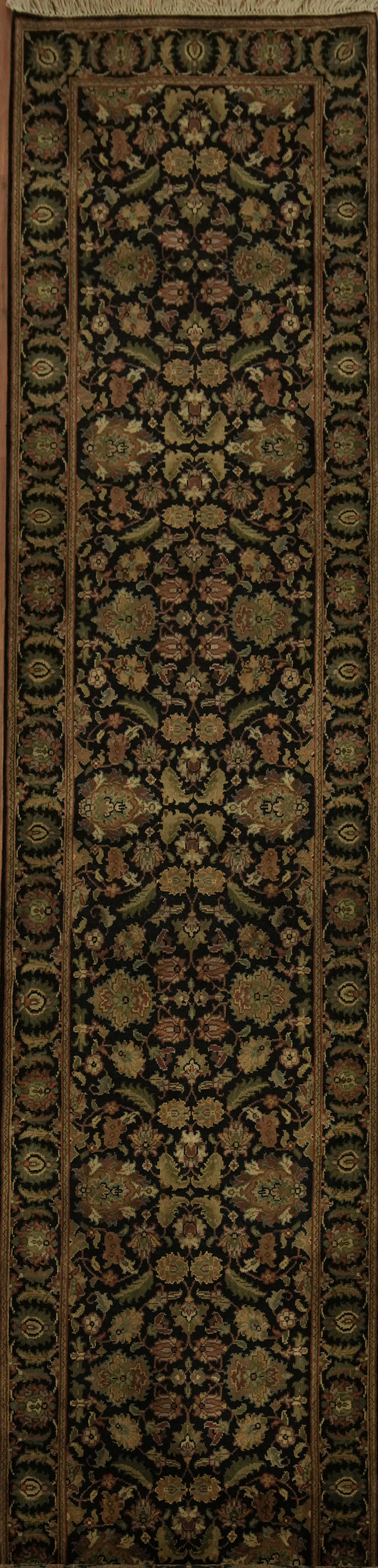 Agra Oriental Runner Rug 3×14 Exquisite Floral Elegance Handmade Wool Vintage