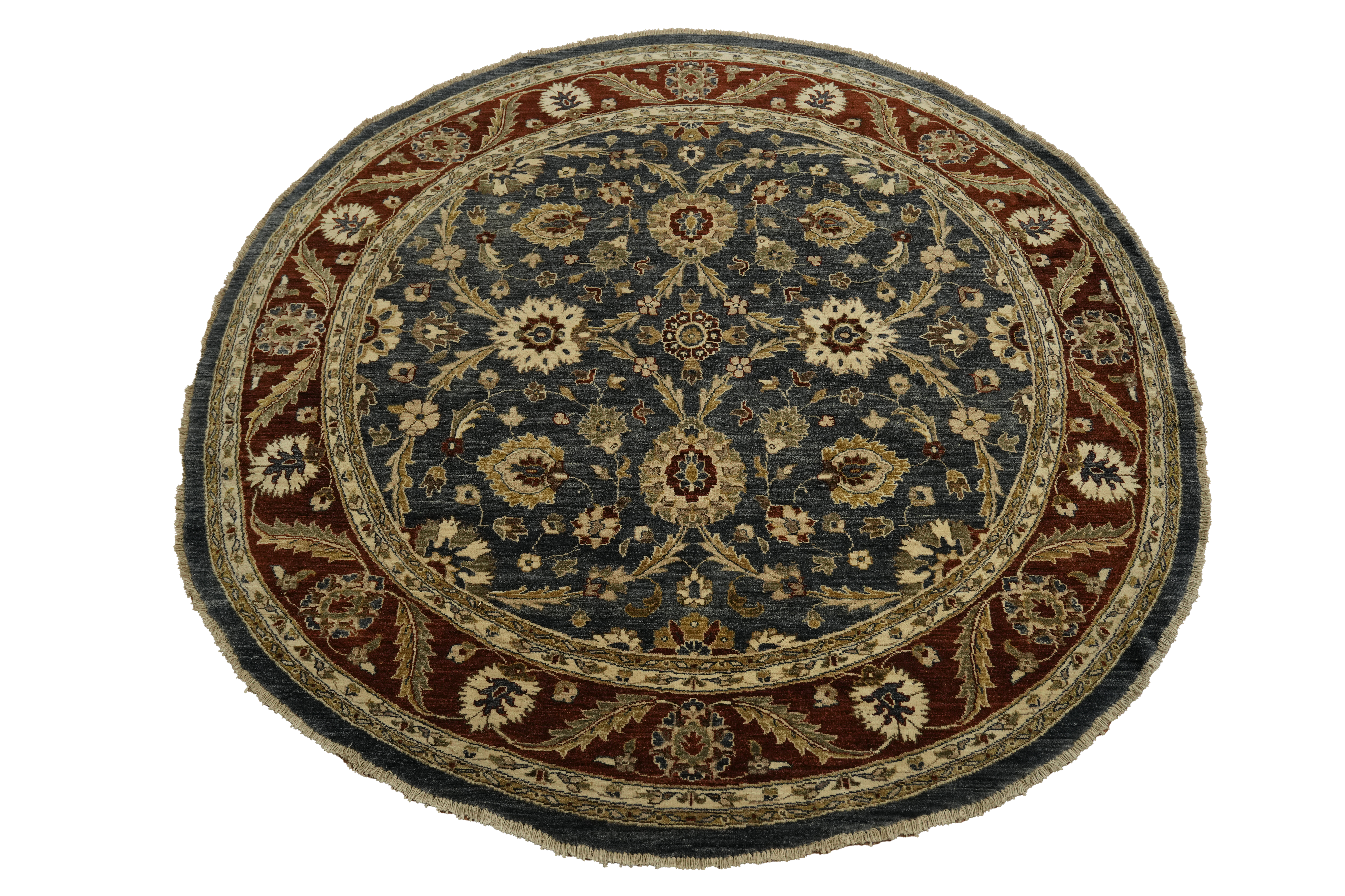 Elegant Round Denim Blue Ziegler Rug: Perfect Blend of Tradition & Modernity 8×8