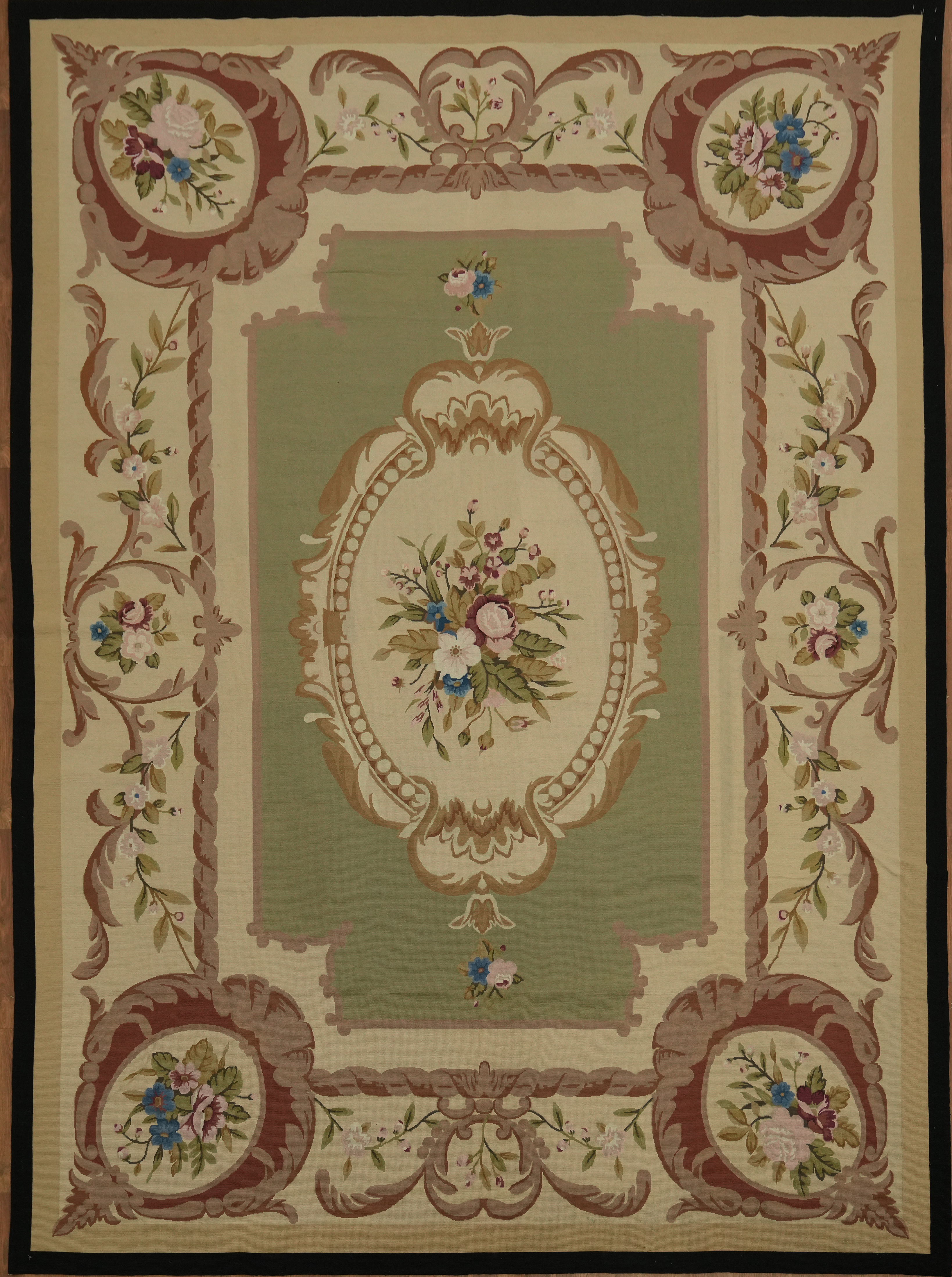 Aubusson Tapestry Chinese Needlepoint Rug 9×12 Luxurious Pastel Tone Carpet