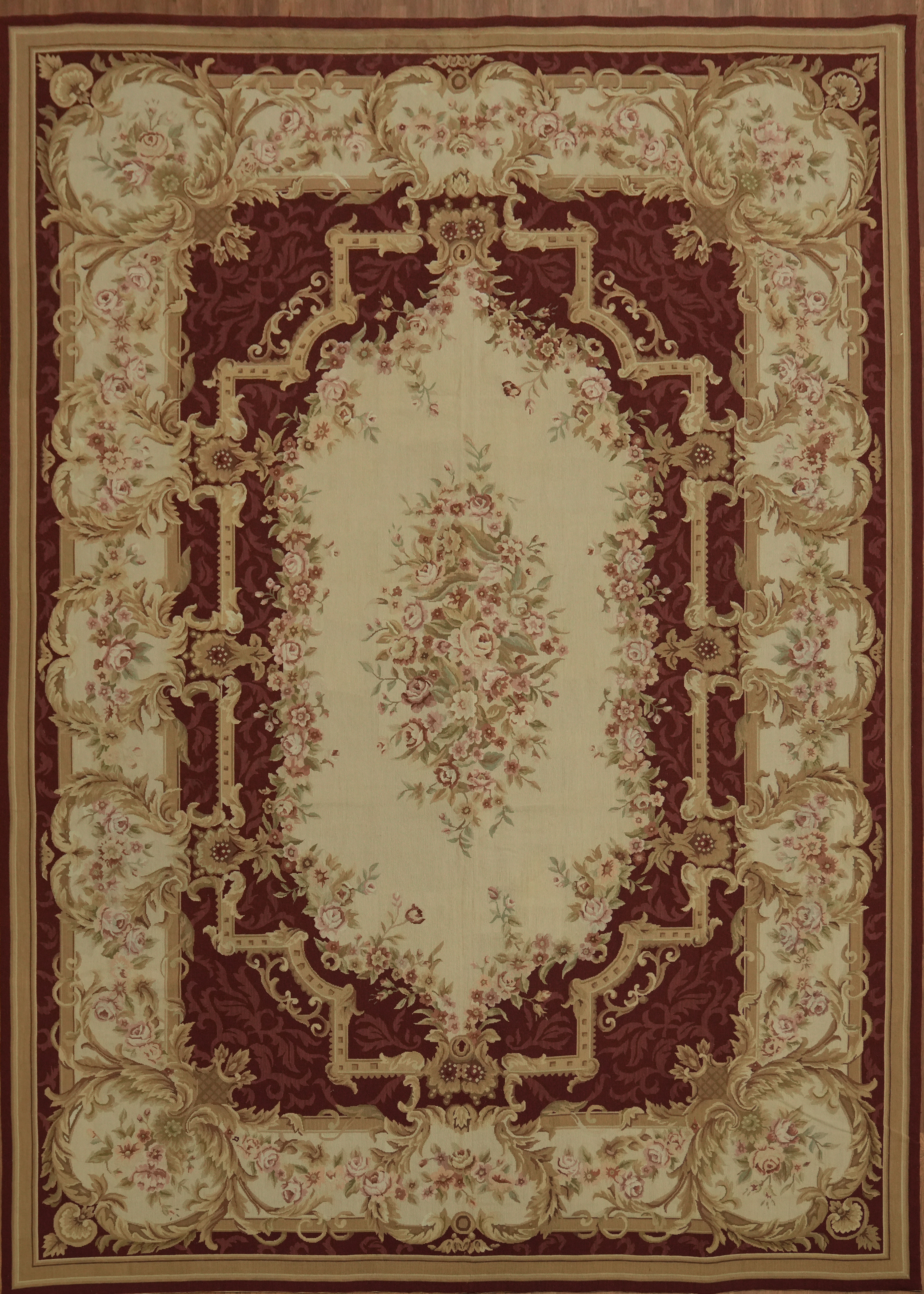 Sophisticated Aubusson Tapestries Area Rug 10×14 Intricate Border Design Chinese