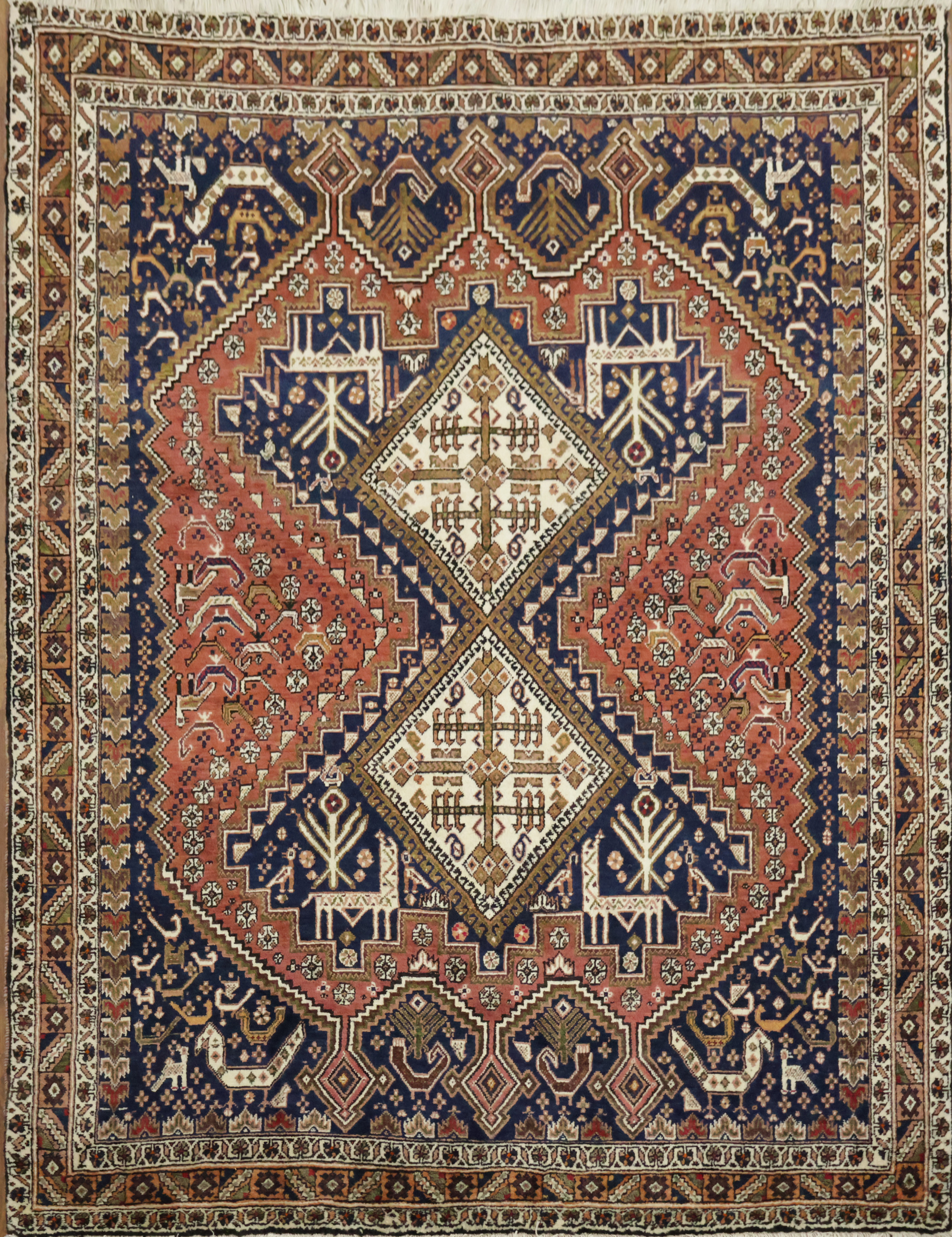 玄関マット Vintage Tribal Rug Tribal Animal Pictorial Area Rug 5x6 Vegetables Dye Traditional