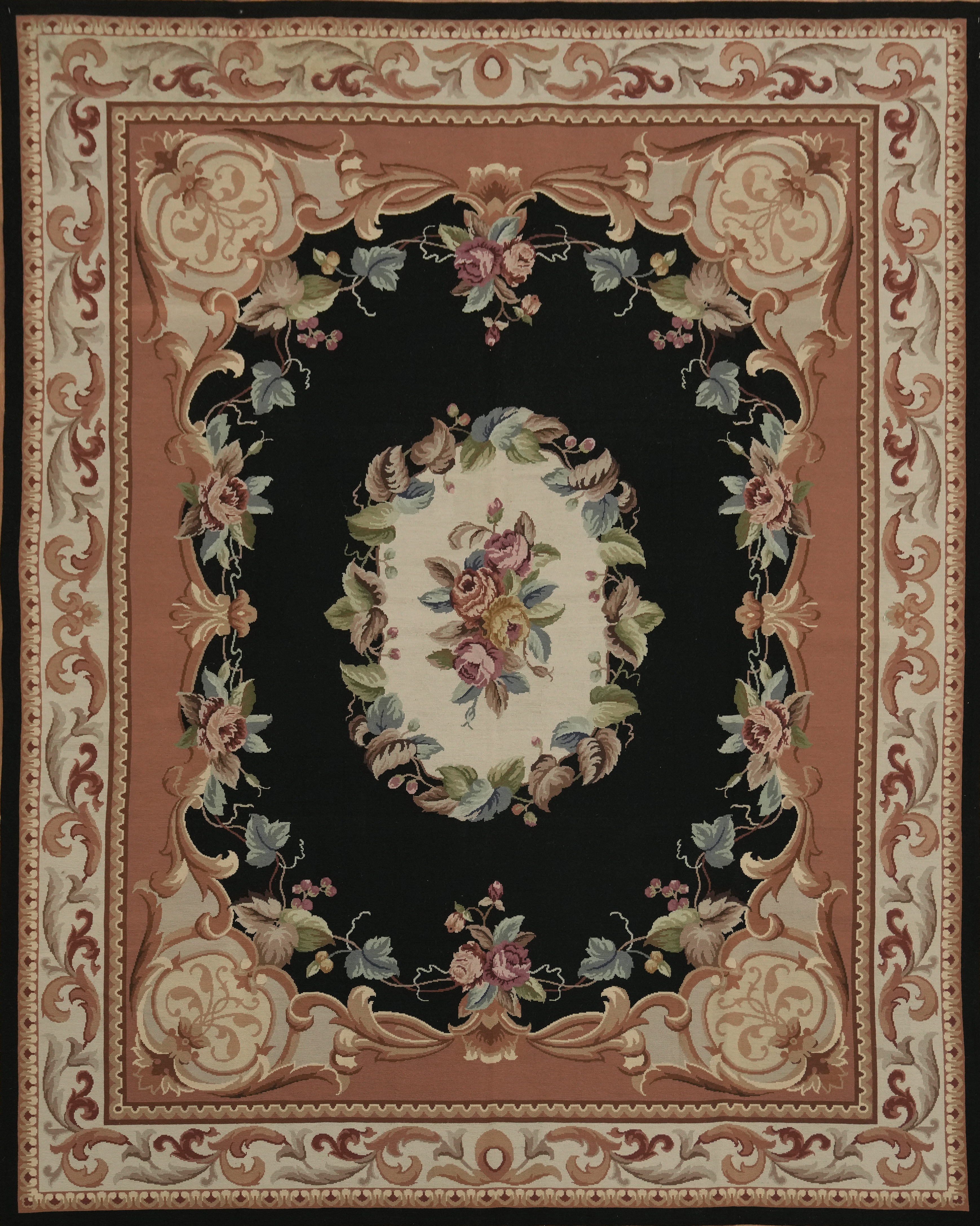 Aubusson Tapestry Chinese Area Rug 8×10 Ft Needle-Point Traditional Wool Carpet
