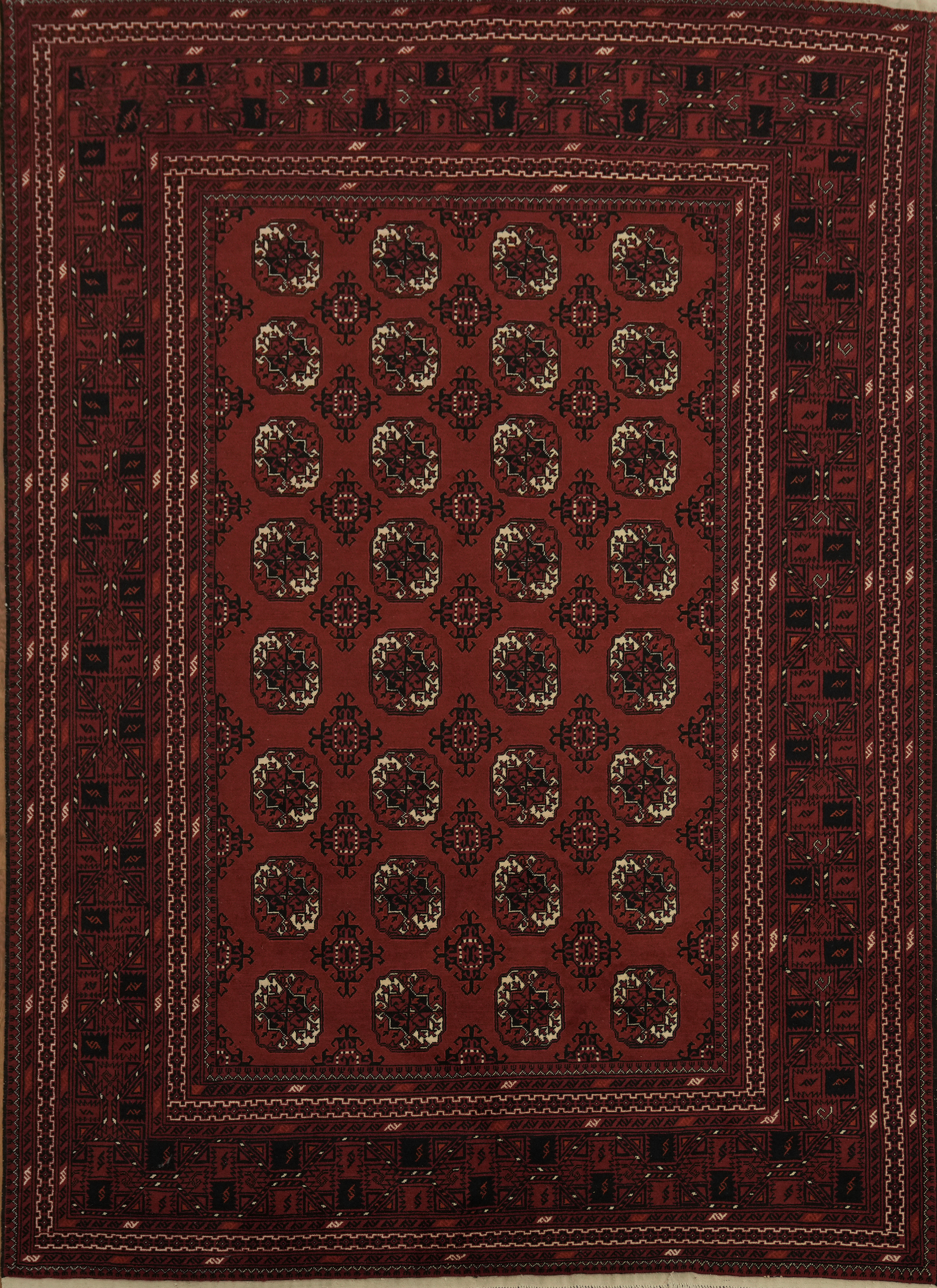 Geometric Tribal Afghan Area Rug 8×11 Hand-knotted Wool Carpet for Living Room