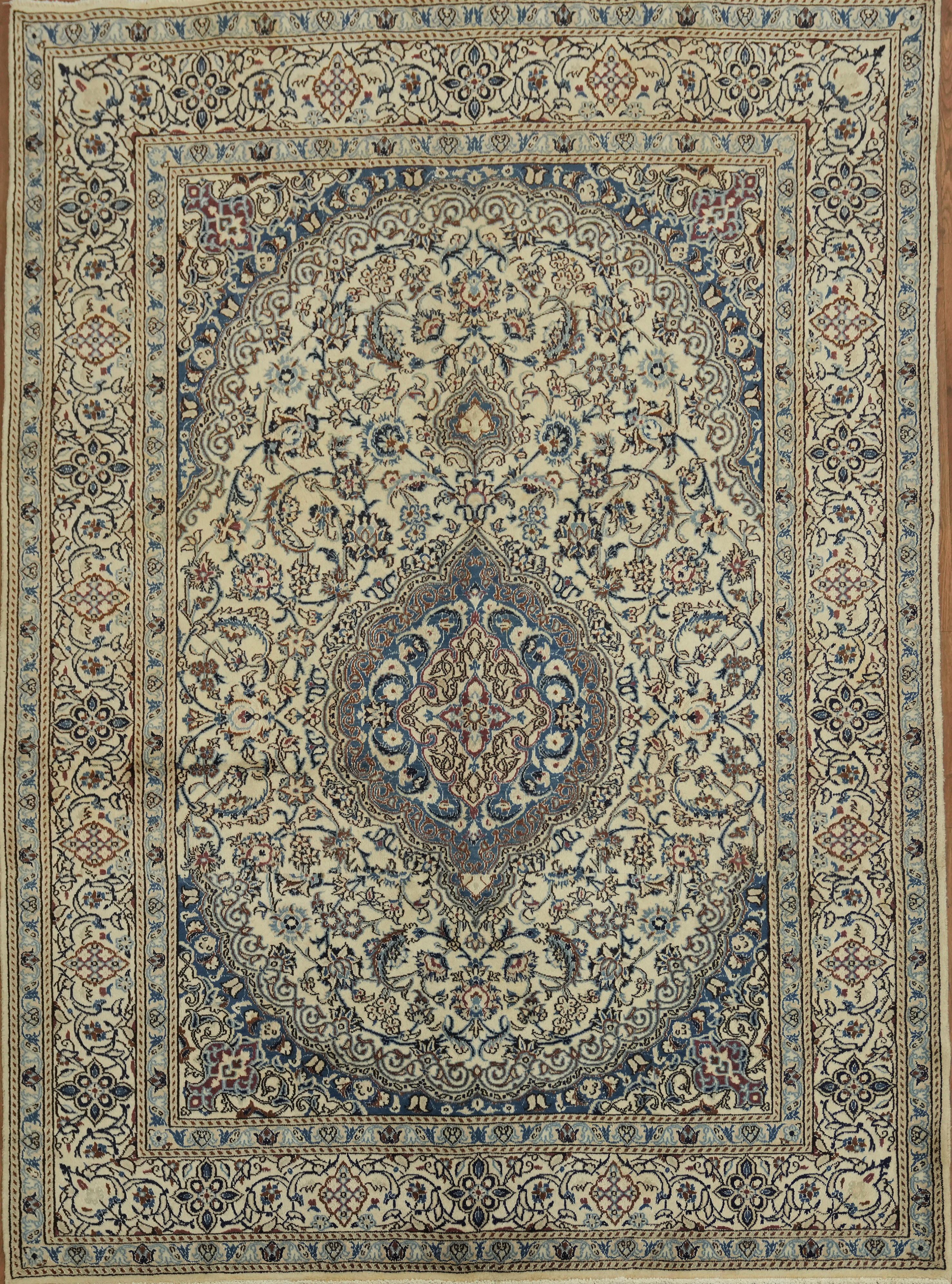Luxurious Vintage Ivory Area Rug Living Room Handmade Classic Wool Carpet 7×9