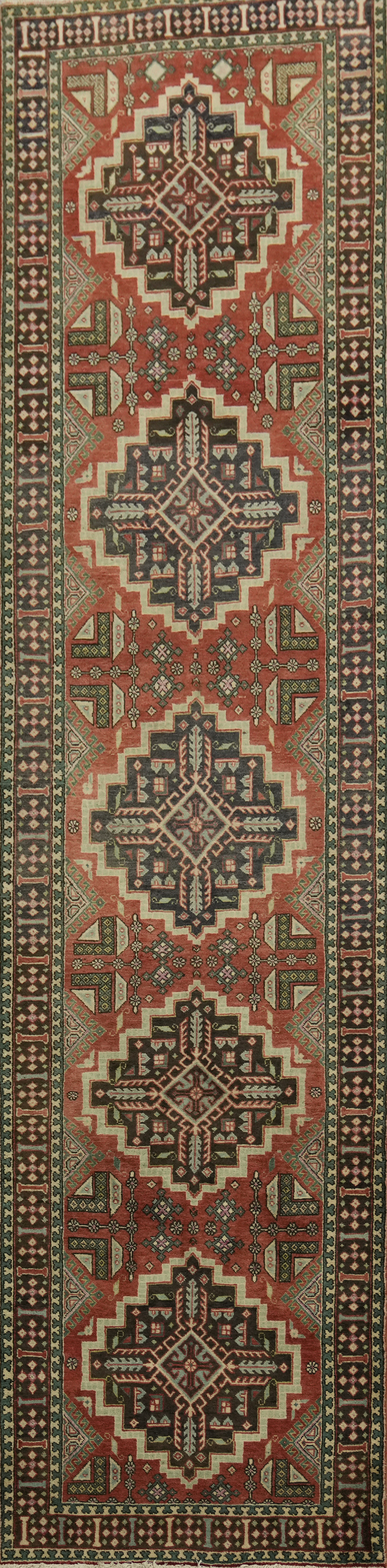 Exquisite Geometric Long Runner Rug 4×15 Handmade Traditional Vintage Carpet