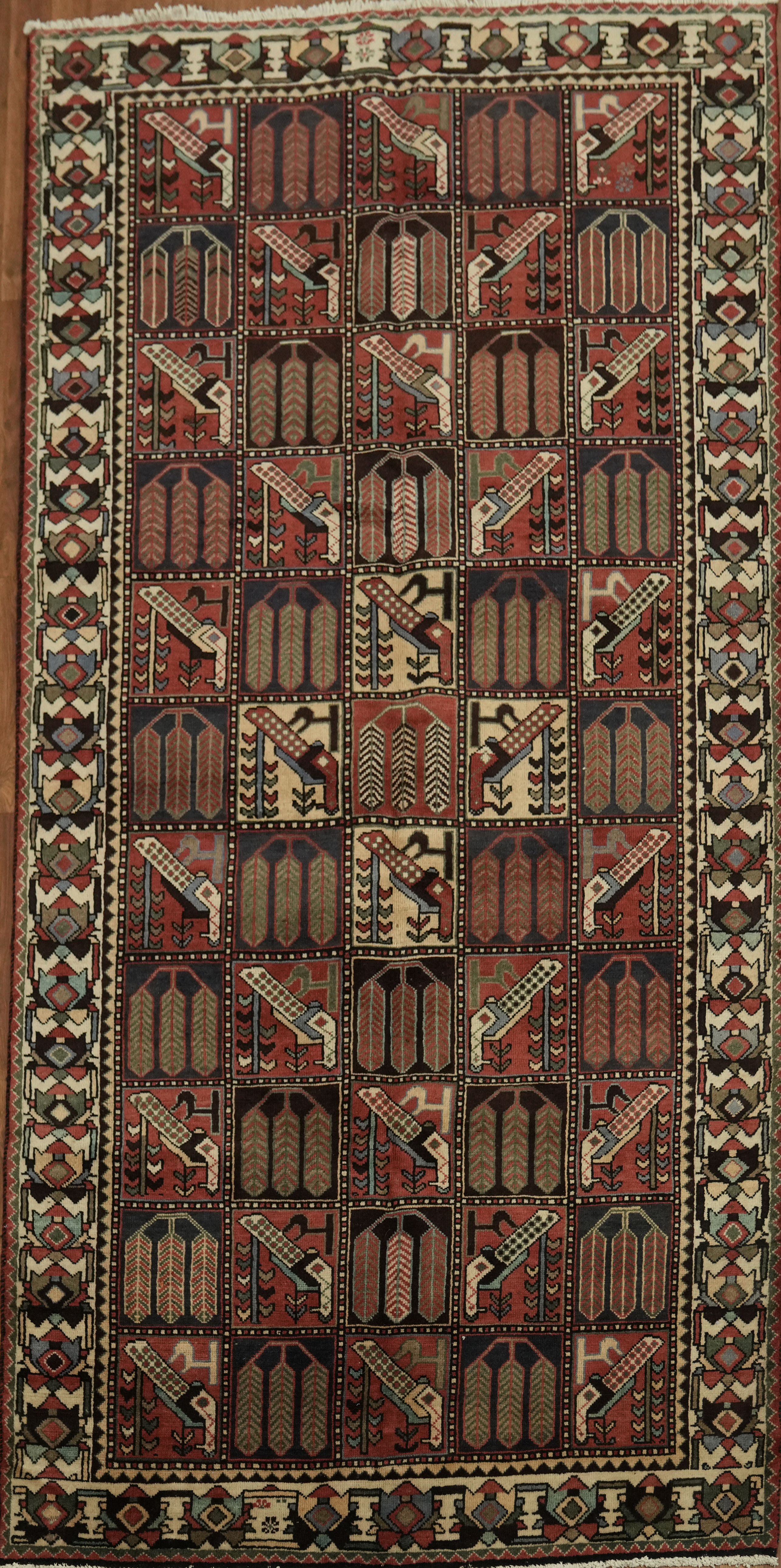 Vintage Geometric Living Room Rug 5×10 Wool Hand-knotted Tribal Traditional Rug