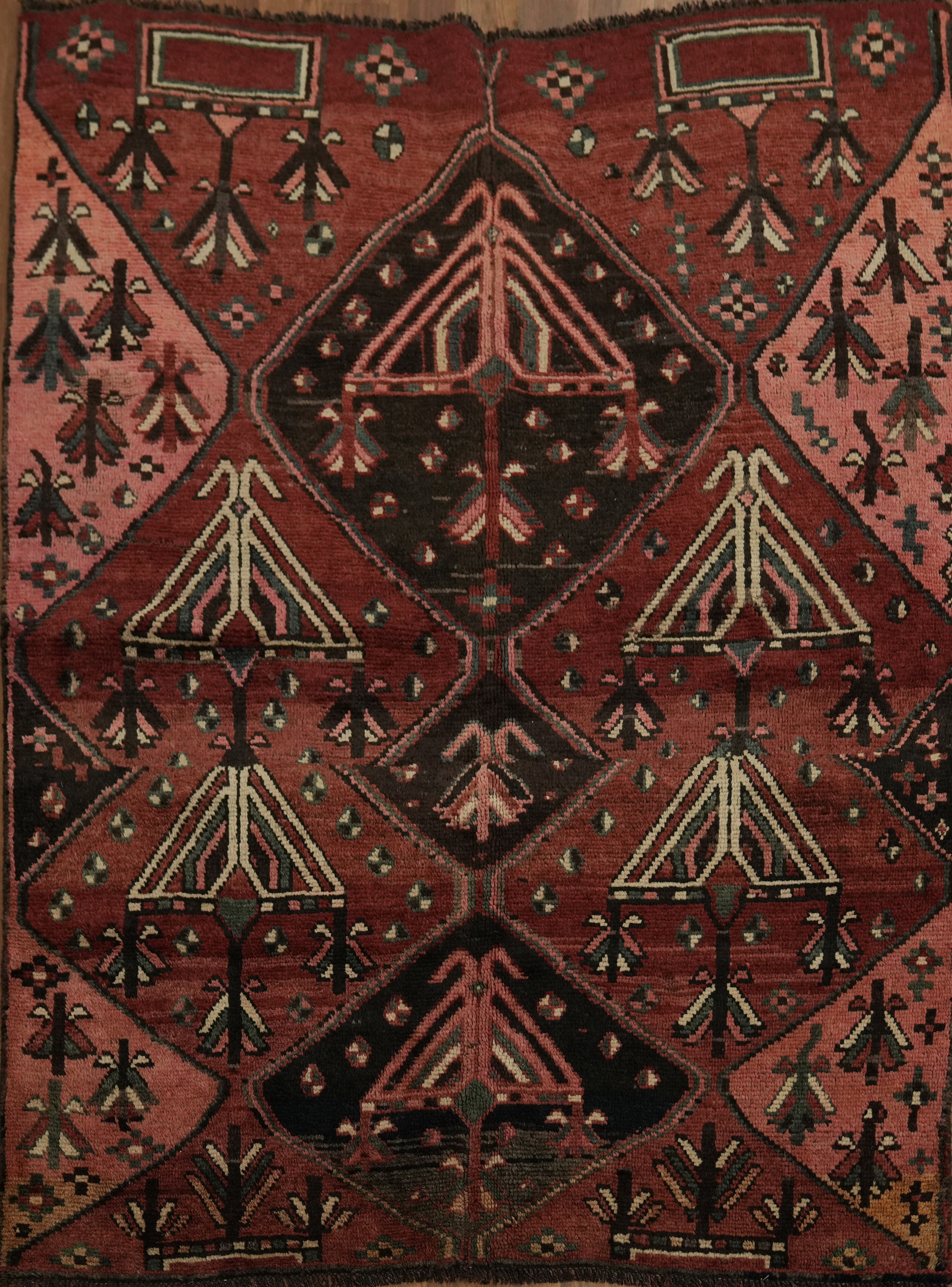 Stylish Old Rustic Vintage Accent Rug 4×5 Hand-knotted Wool Geometric Pattern