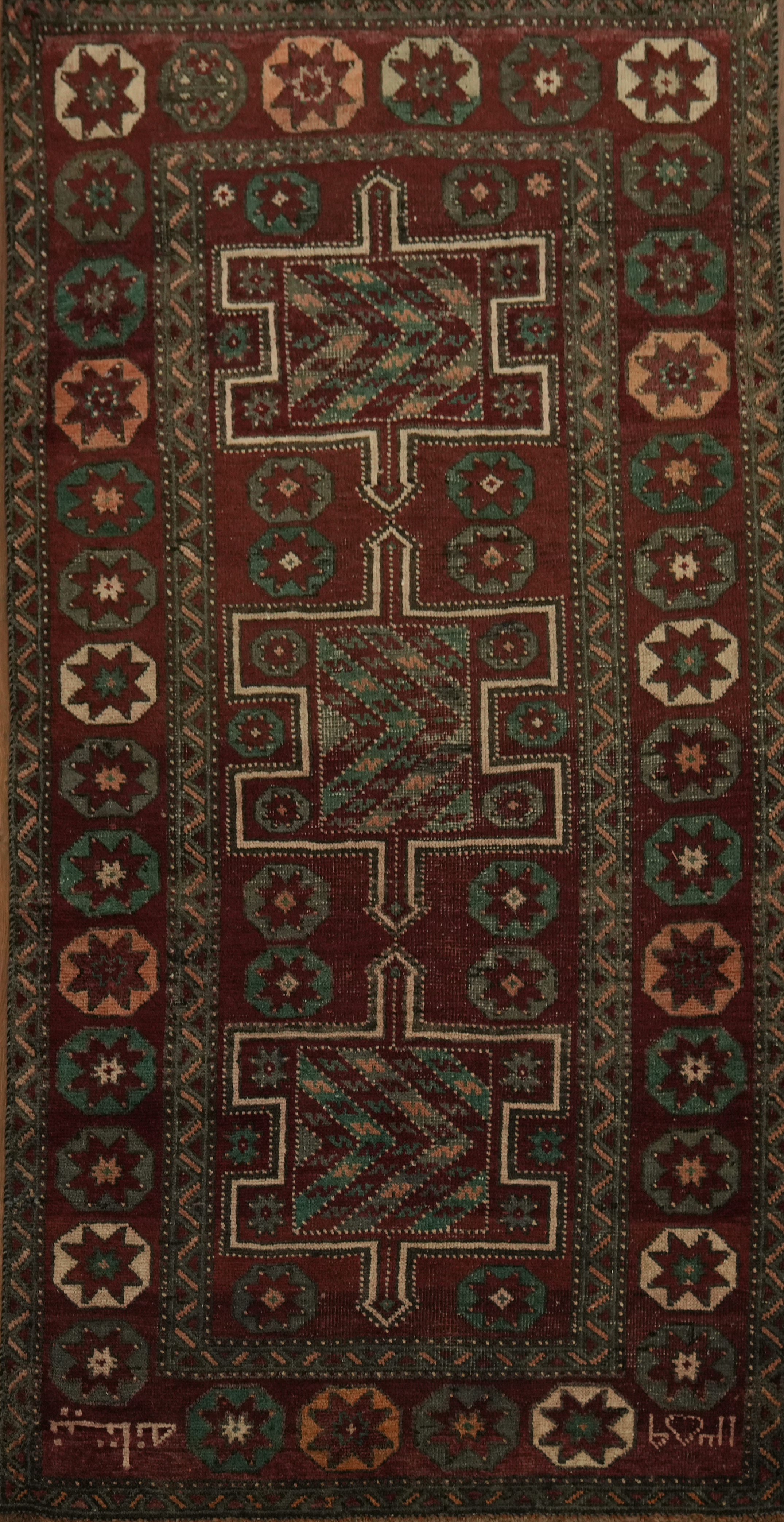 Geometric 7 ft Runner Antique Rug 3×7 Wool Hand-knotted Tribal Traditional Rug
