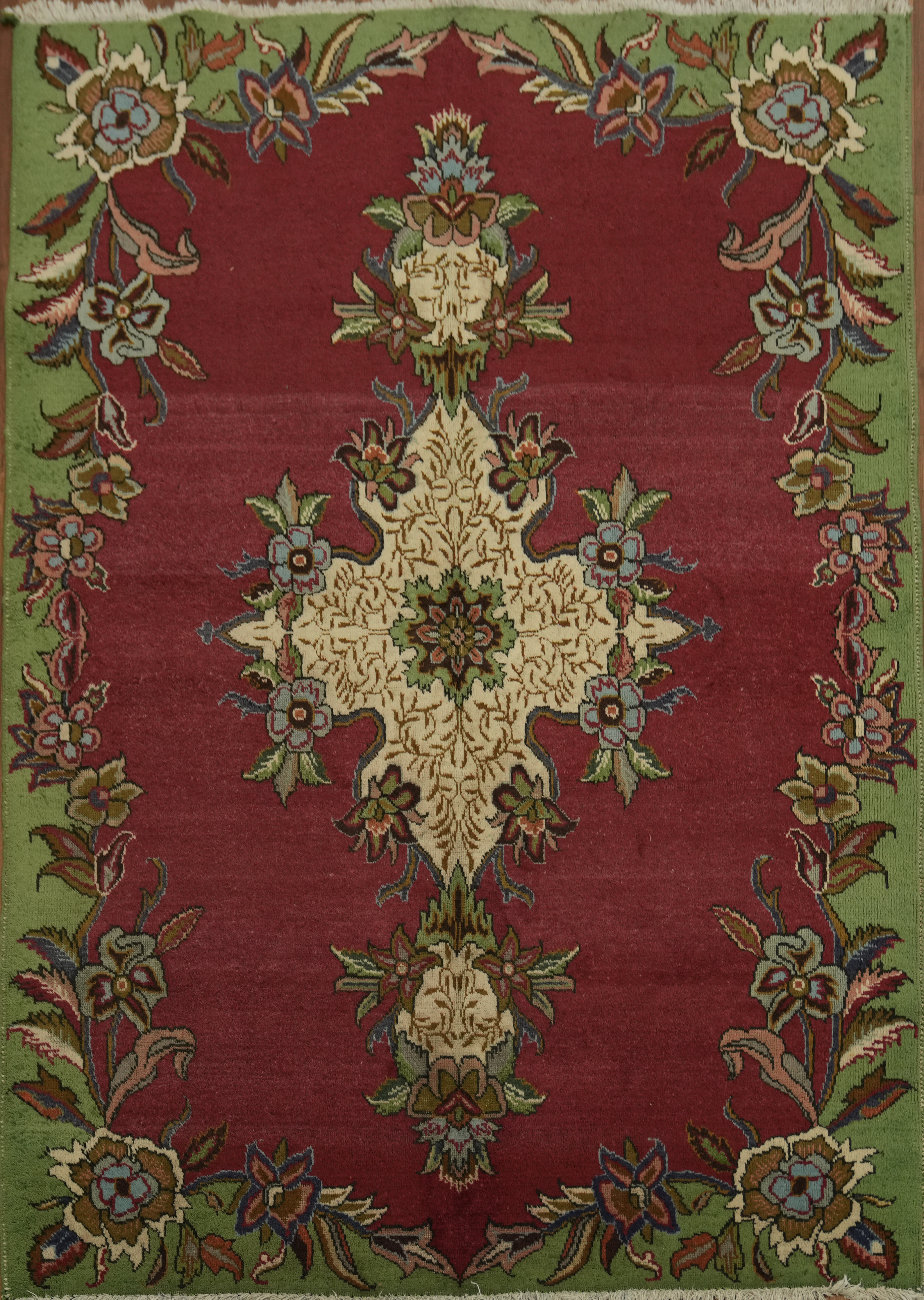 Decorative Floral Vintage Area Rug 5×7 Hand-knotted Wool Traditional Red Carpet
